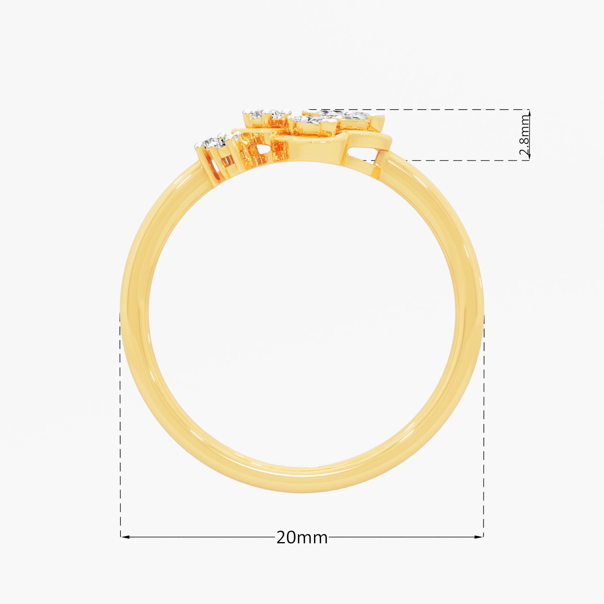 Glimmering Blossom Diamond Ring in 9KT Yellow Gold (Diamond Quality: FG-VVS VS)