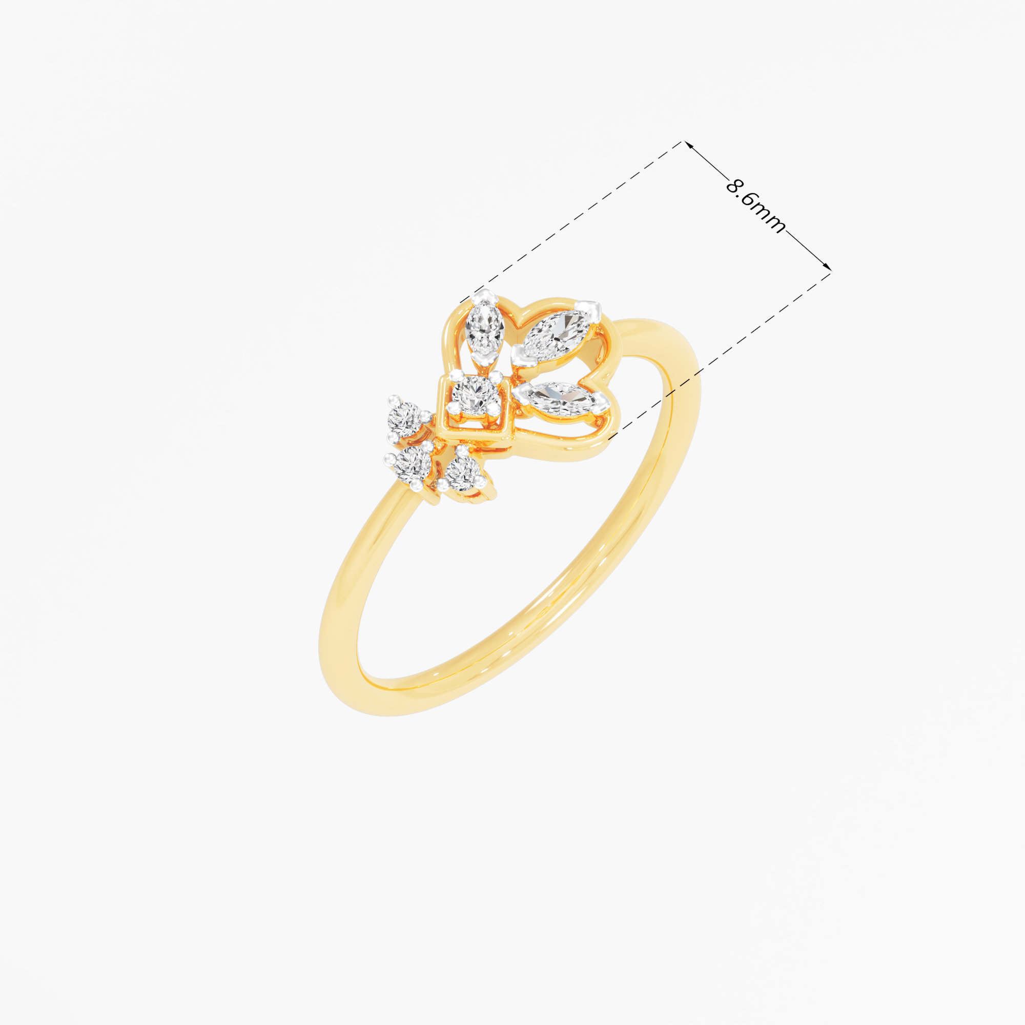 Glimmering Blossom Diamond Ring in 9KT Yellow Gold (Diamond Quality: FG-VVS VS)