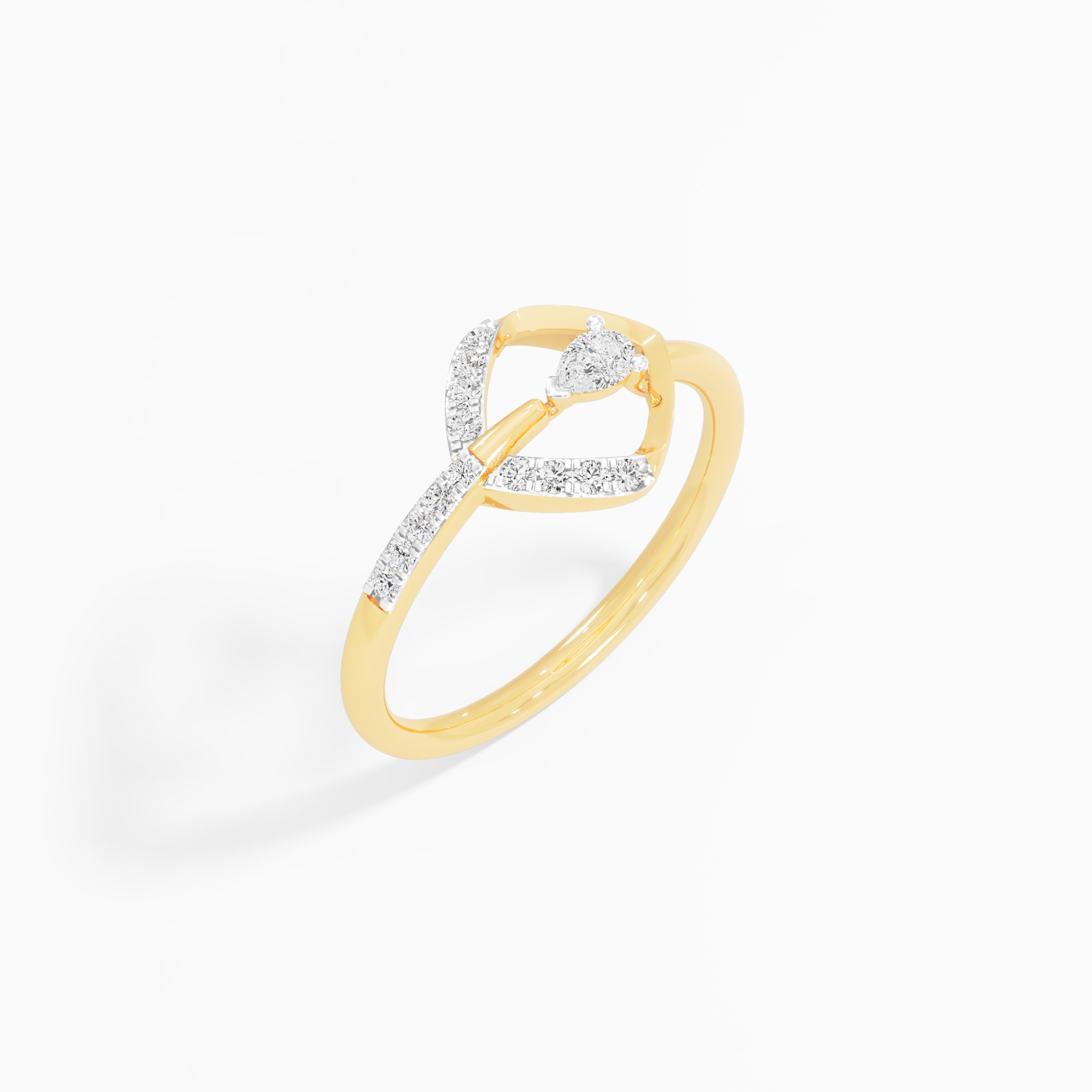 Dewdrop Halo Diamond Ring in 9KT Yellow Gold (Diamond Quality: FG-VVS VS)