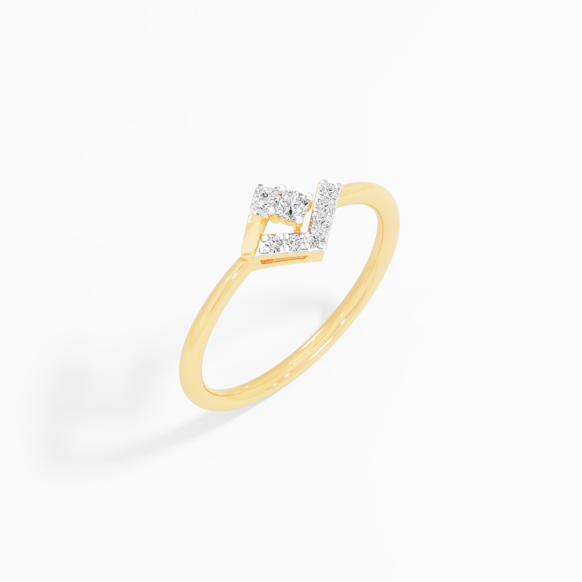 Crystalline Crown Diamond Ring in 9KT Yellow Gold (Diamond Quality: FG-VVS VS)