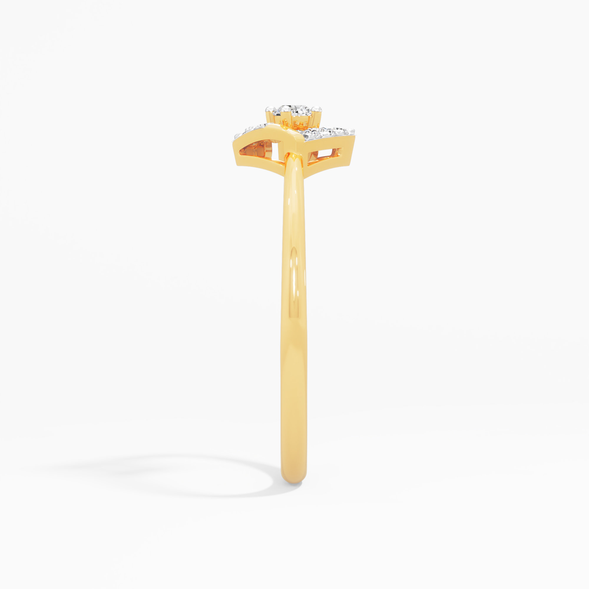 Crystalline Crown Diamond Ring in 9KT Yellow Gold (Diamond Quality: FG-VVS VS)