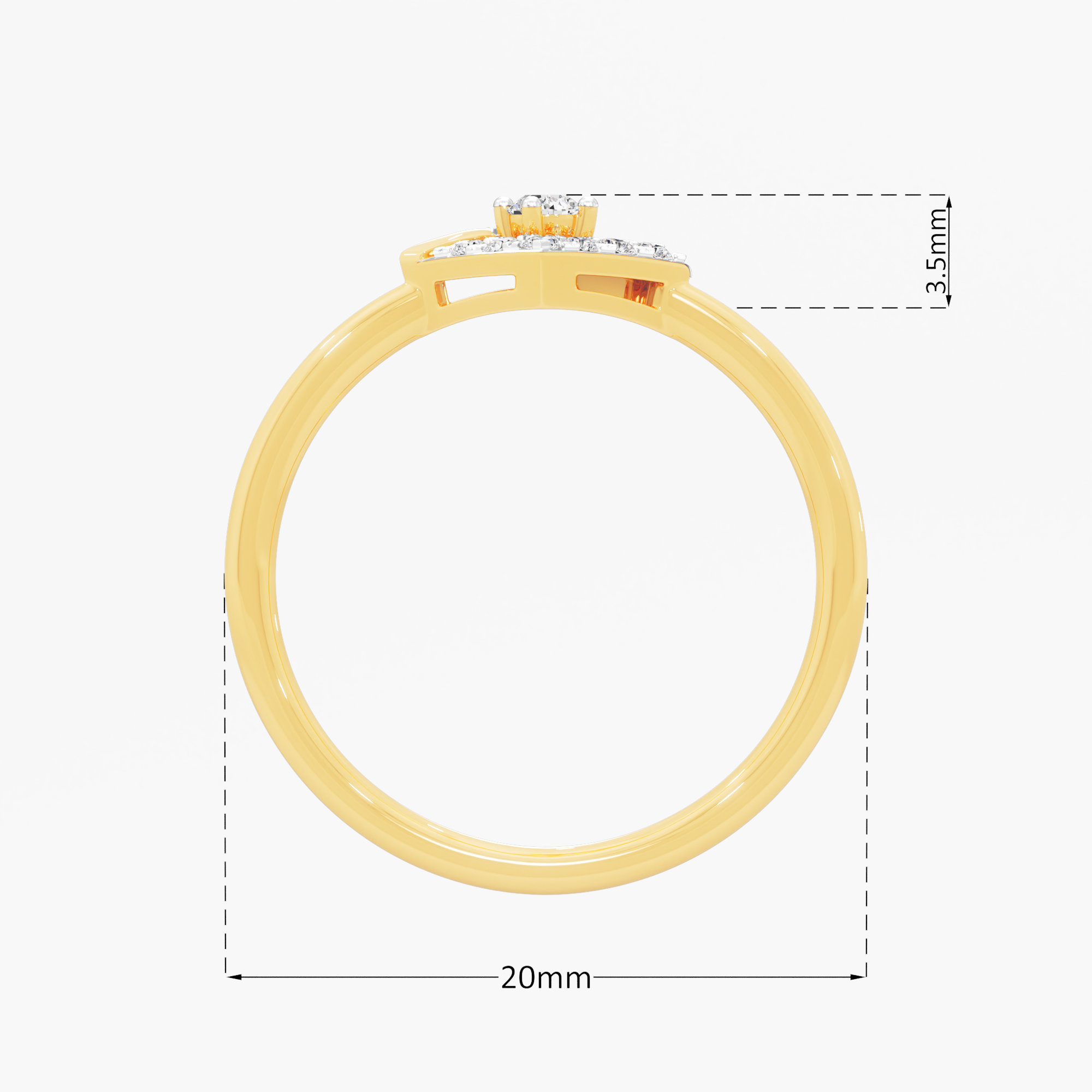 Crystalline Crown Diamond Ring in 9KT Yellow Gold (Diamond Quality: FG-VVS VS)