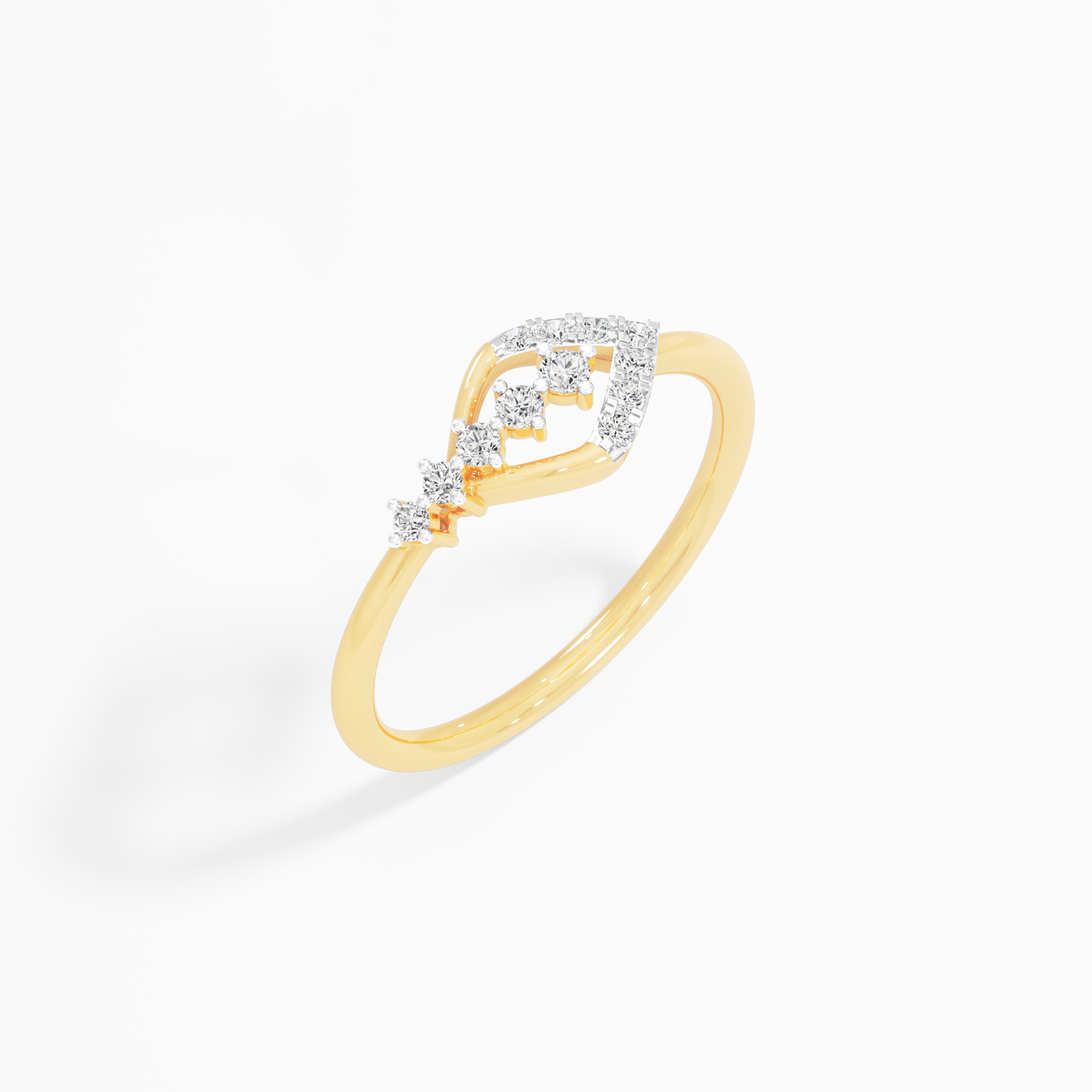 Serene Arc Diamond Ring in 9KT Yellow Gold (Diamond Quality: FG-VVS VS)
