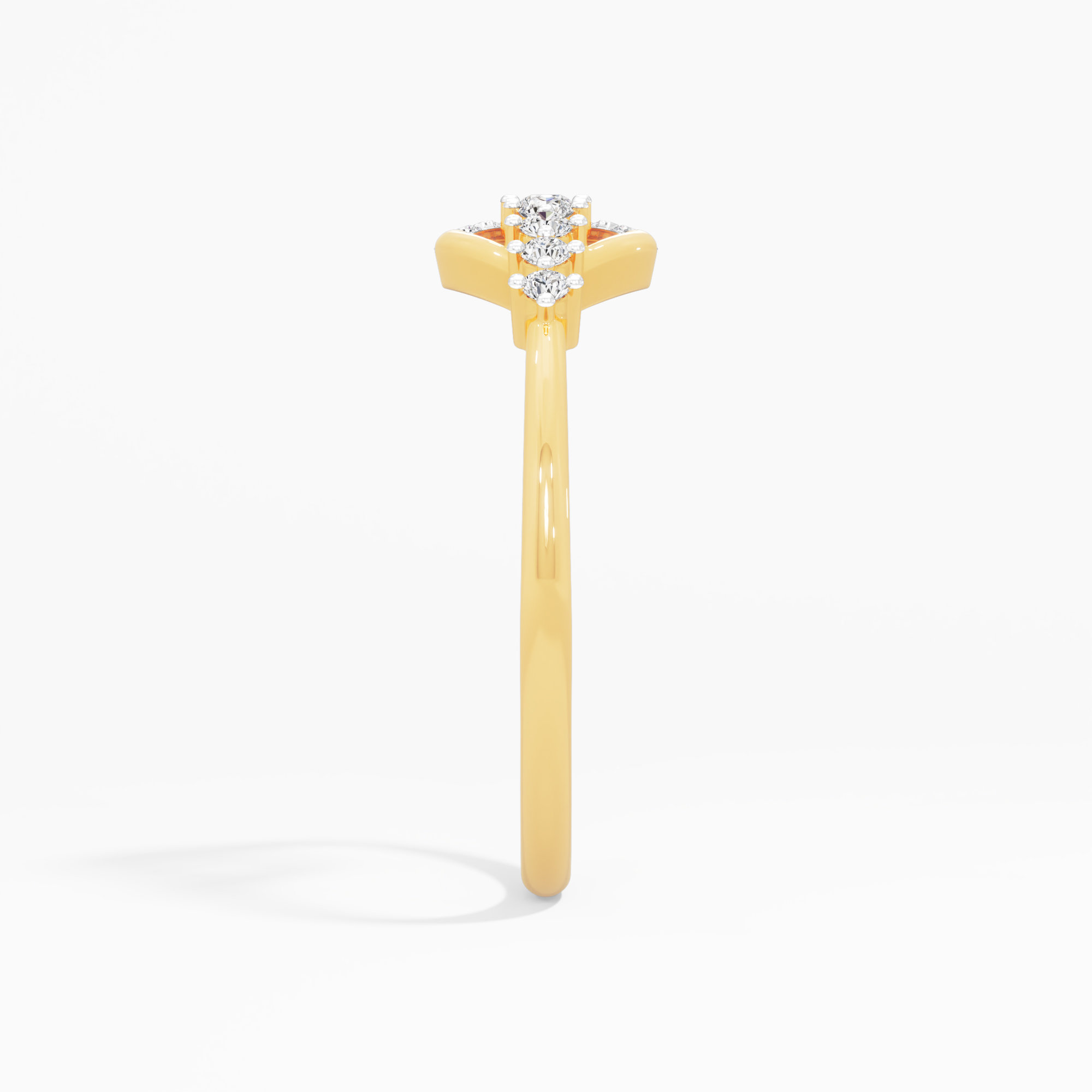Serene Arc Diamond Ring in 9KT Yellow Gold (Diamond Quality: FG-VVS VS)