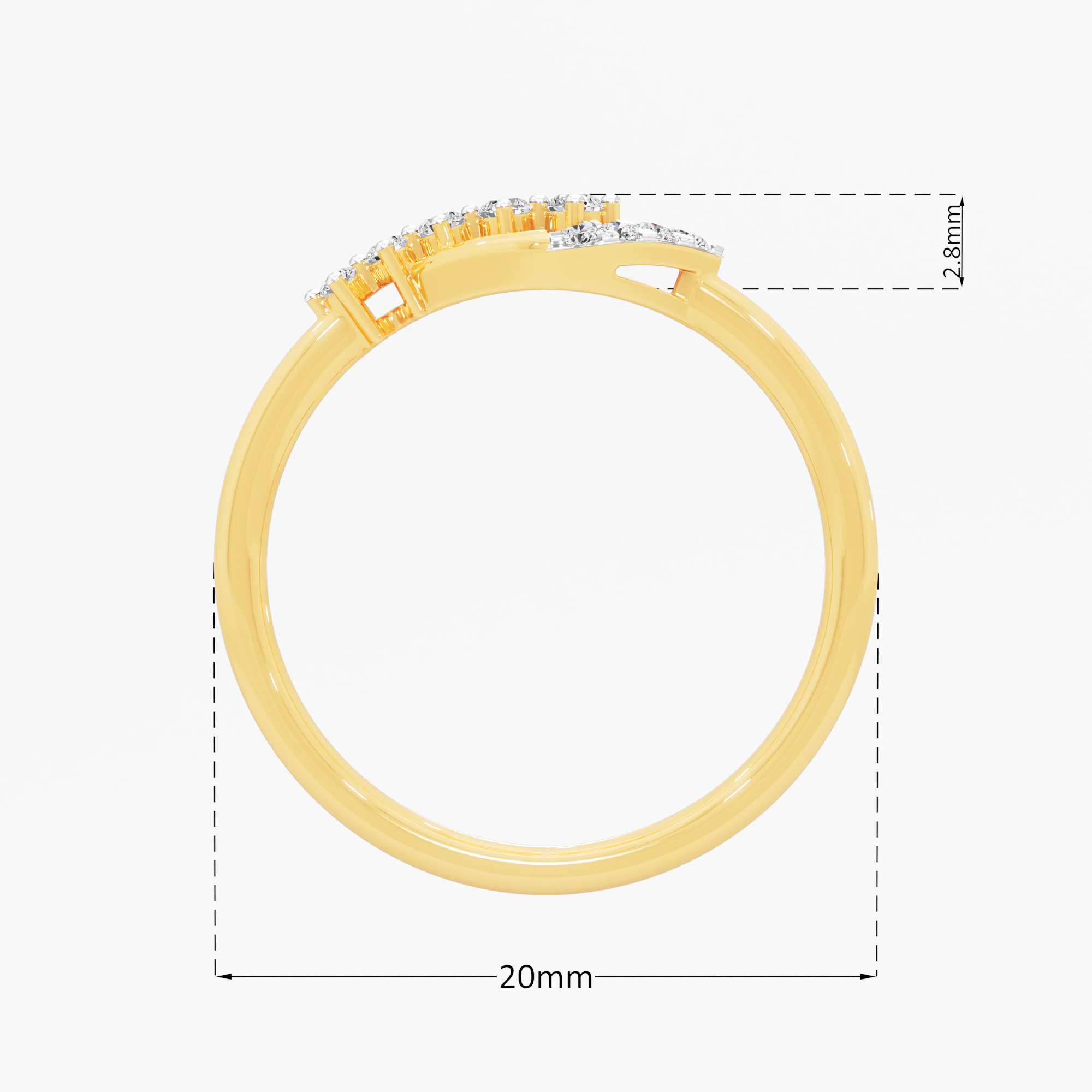 Serene Arc Diamond Ring in 9KT Yellow Gold (Diamond Quality: FG-VVS VS)
