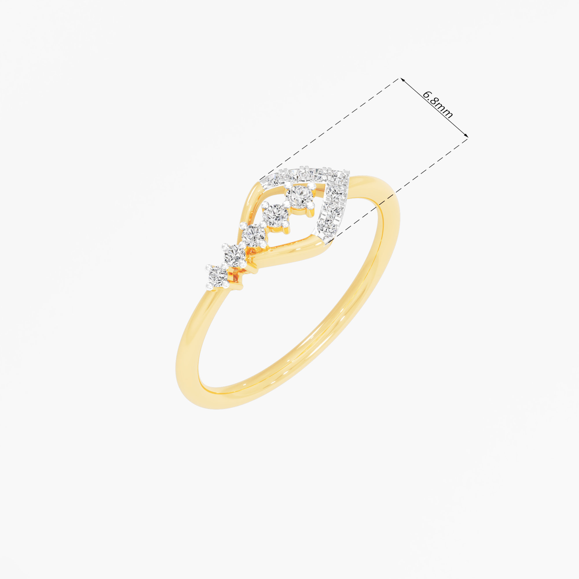 Serene Arc Diamond Ring in 9KT Yellow Gold (Diamond Quality: FG-VVS VS)