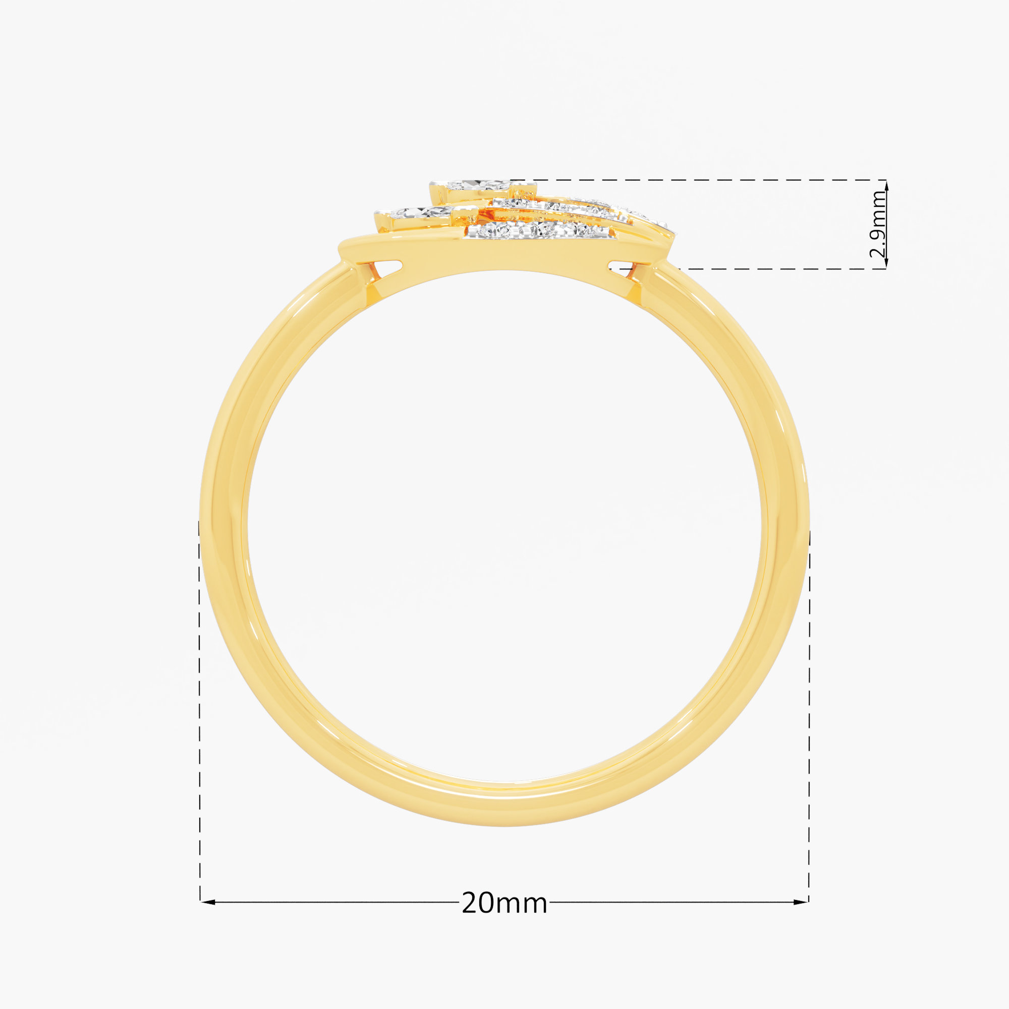Leaflet Shimmer Diamond Ring in 9KT Yellow Gold (Diamond Quality: FG-VVS VS)