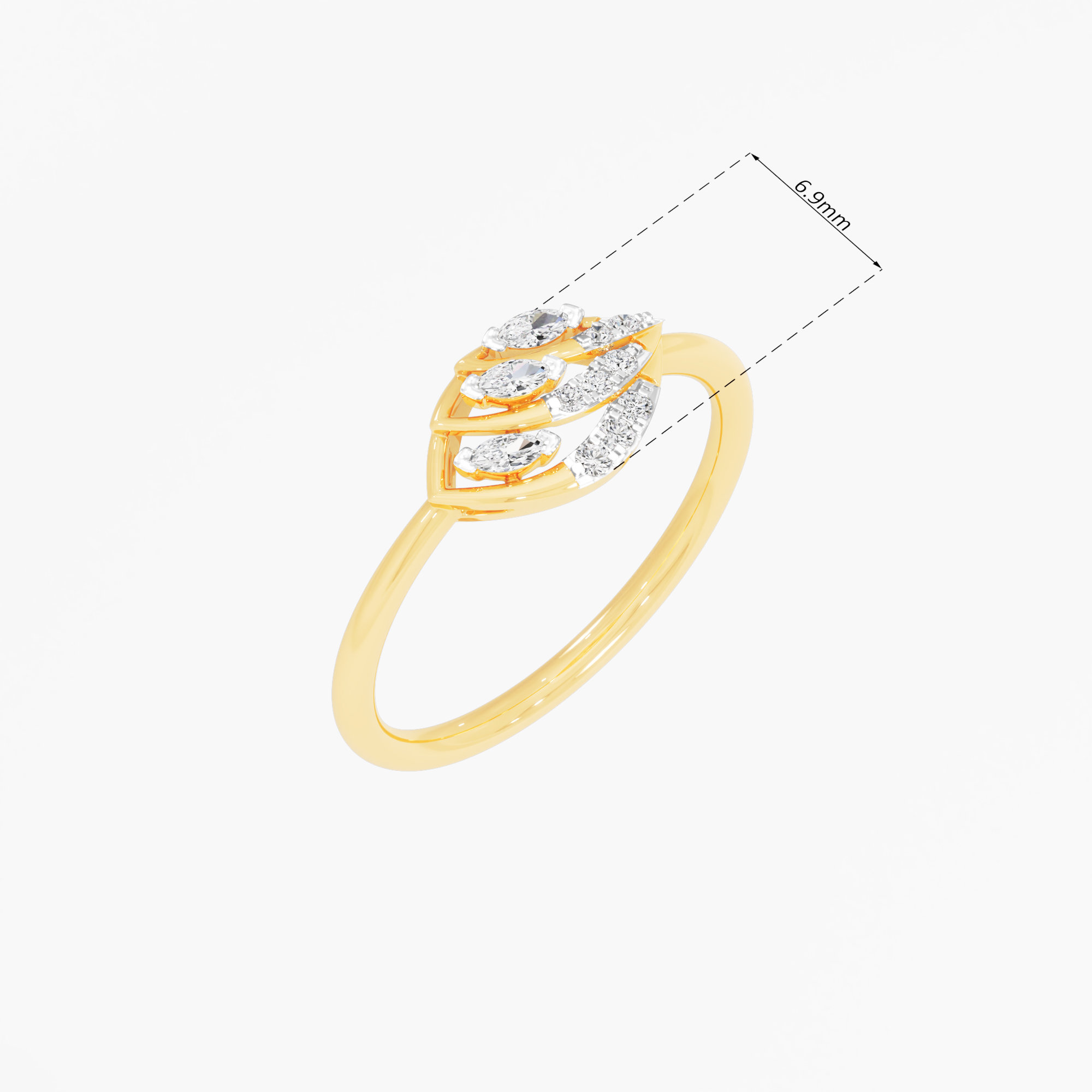 Leaflet Shimmer Diamond Ring in 9KT Yellow Gold (Diamond Quality: FG-VVS VS)