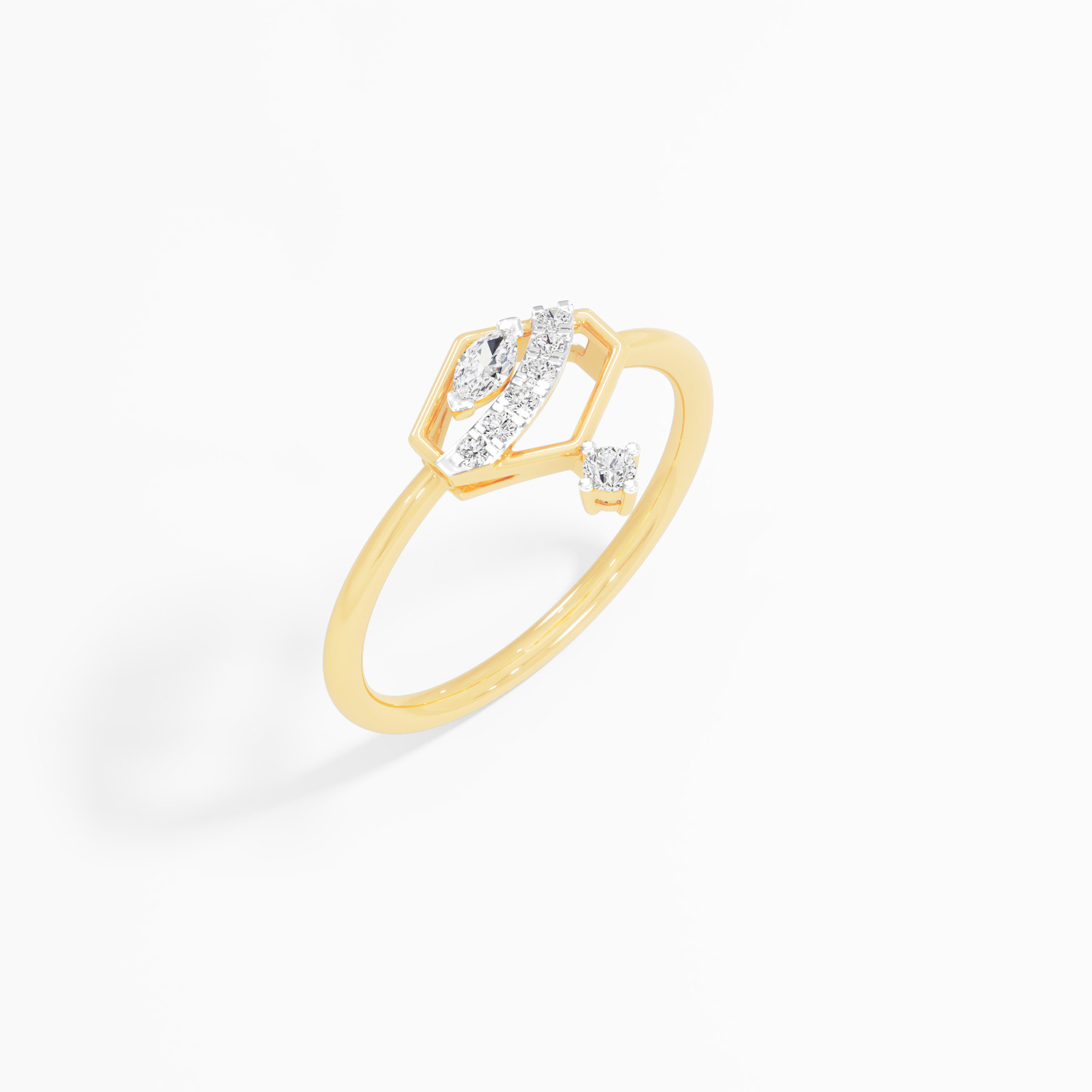 Stellar Facet Diamond Ring in 9KT Yellow Gold (Diamond Quality: FG-VVS VS)