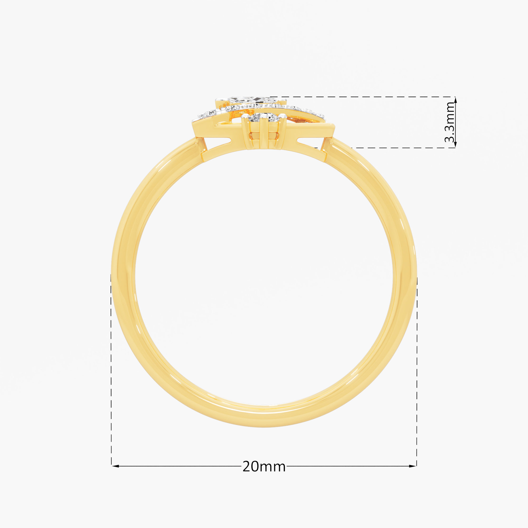 Stellar Facet Diamond Ring in 9KT Yellow Gold (Diamond Quality: FG-VVS VS)