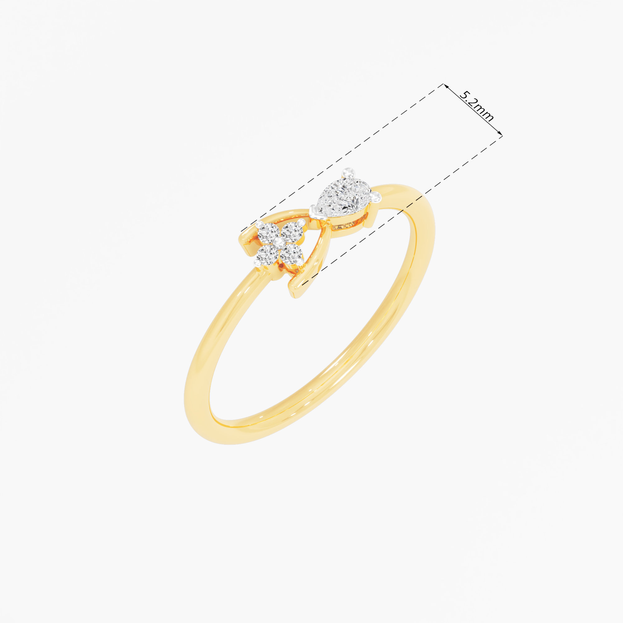 Radiant Bloom Diamond Ring in 9KT Yellow Gold (Diamond Quality: FG-VVS VS)