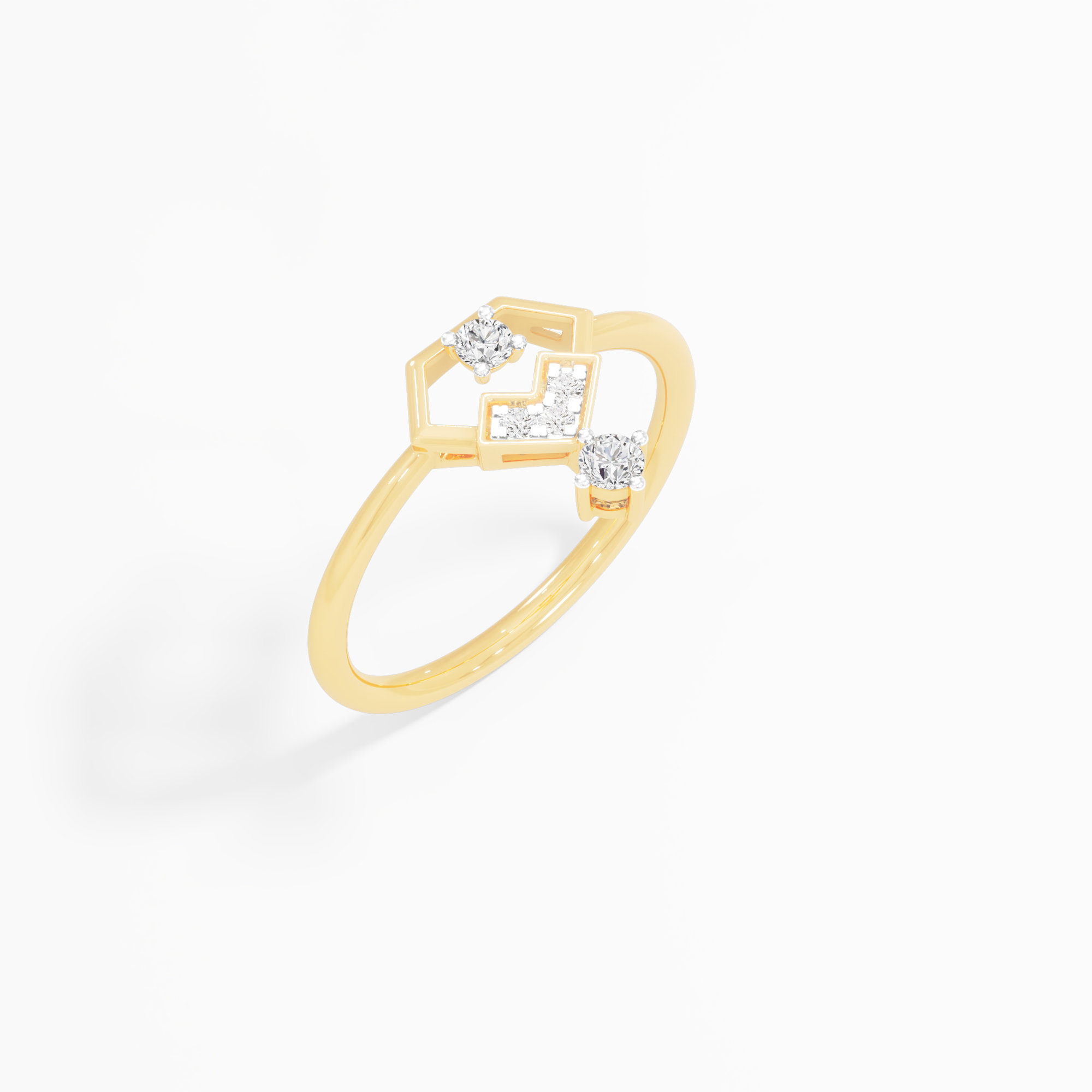 Hexa Shimmer Diamond Ring in 9KT Yellow Gold (Diamond Quality: FG-VVS VS)