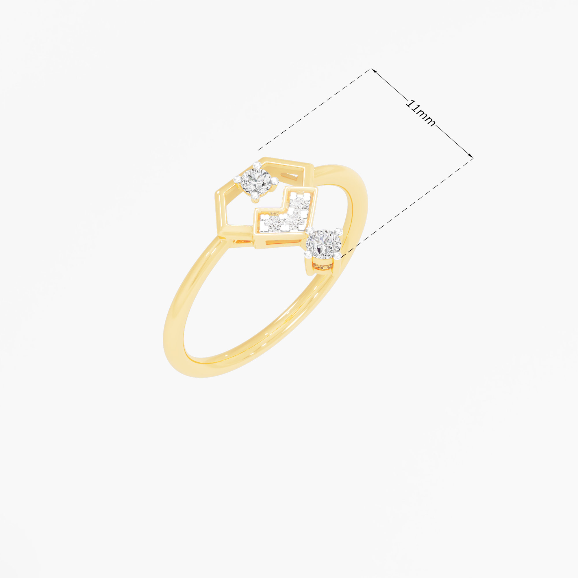 Hexa Shimmer Diamond Ring in 9KT Yellow Gold (Diamond Quality: FG-VVS VS)