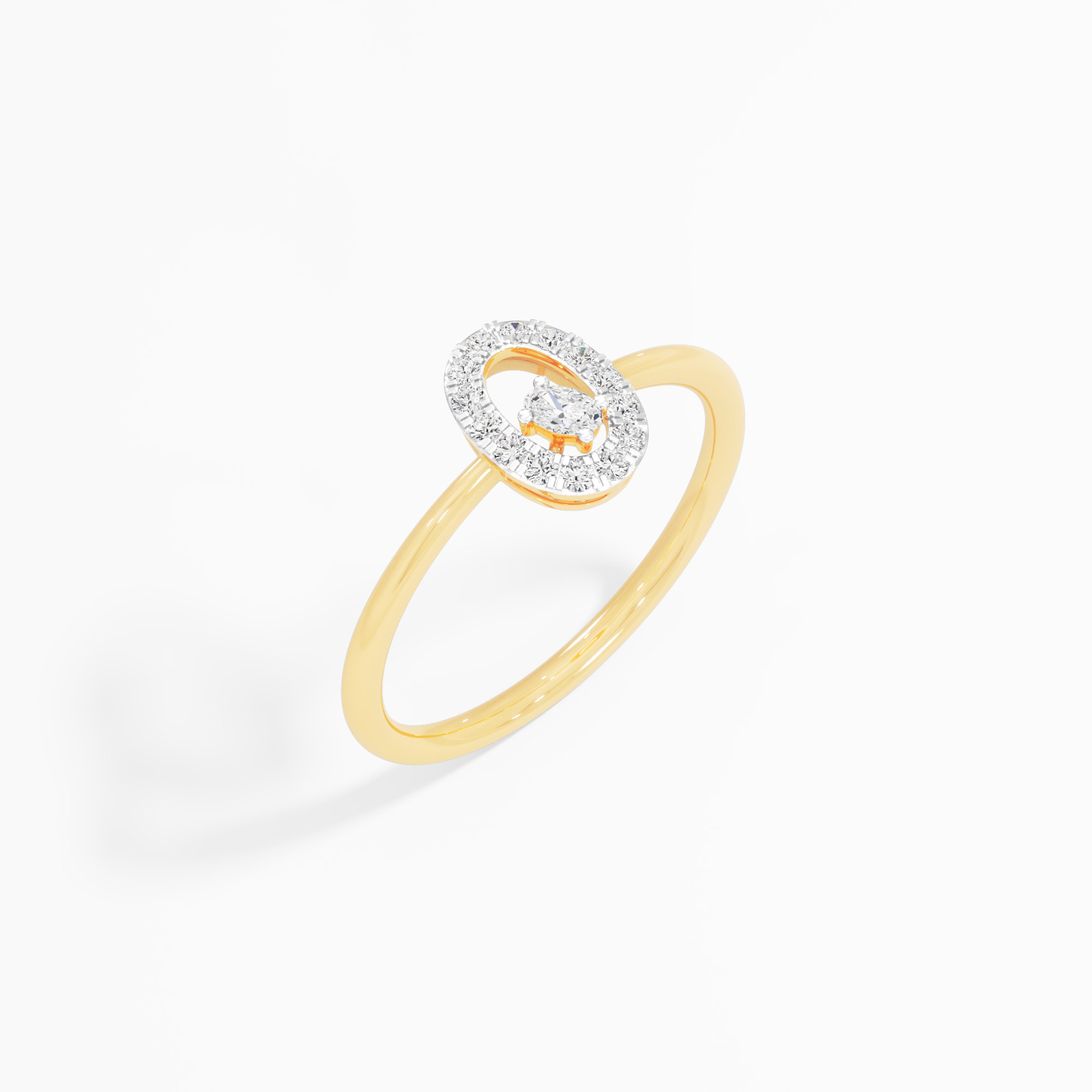Oval Radiance Diamond Ring in 9KT Yellow Gold (Diamond Quality: FG-VVS VS)