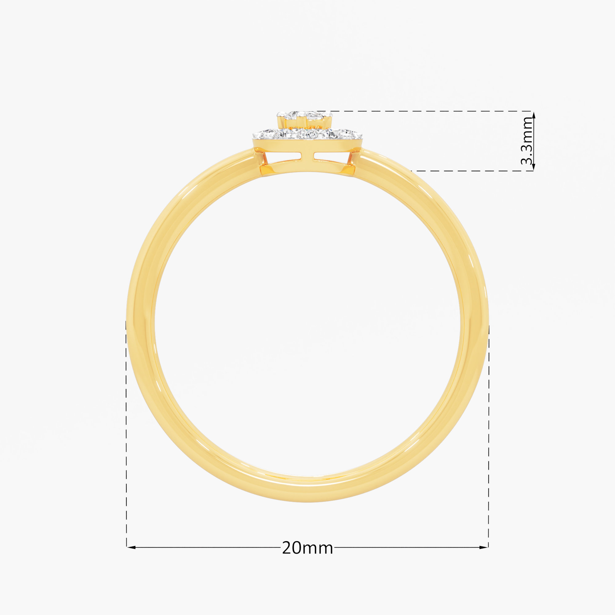 Oval Radiance Diamond Ring in 9KT Yellow Gold (Diamond Quality: FG-VVS VS)