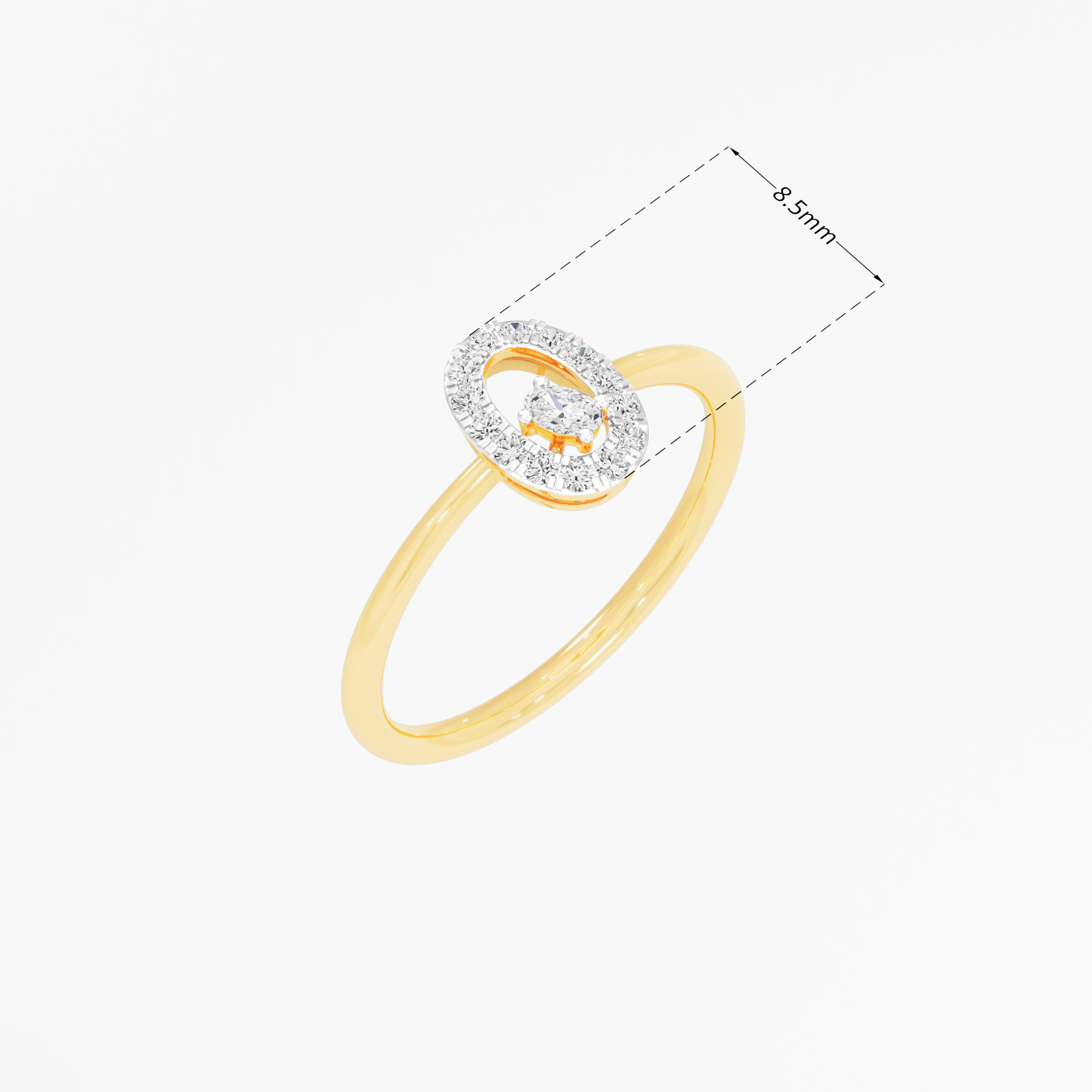 Oval Radiance Diamond Ring in 9KT Yellow Gold (Diamond Quality: FG-VVS VS)