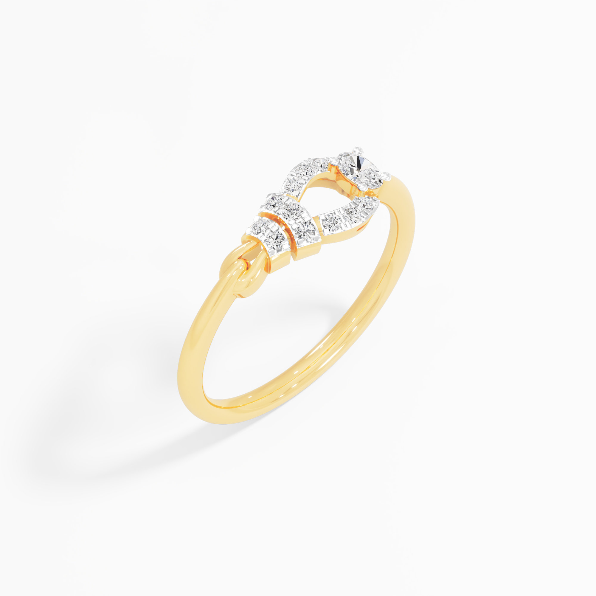 Radiant Crescent Diamond Ring in 9KT Yellow Gold (Diamond Quality: FG-VVS VS)