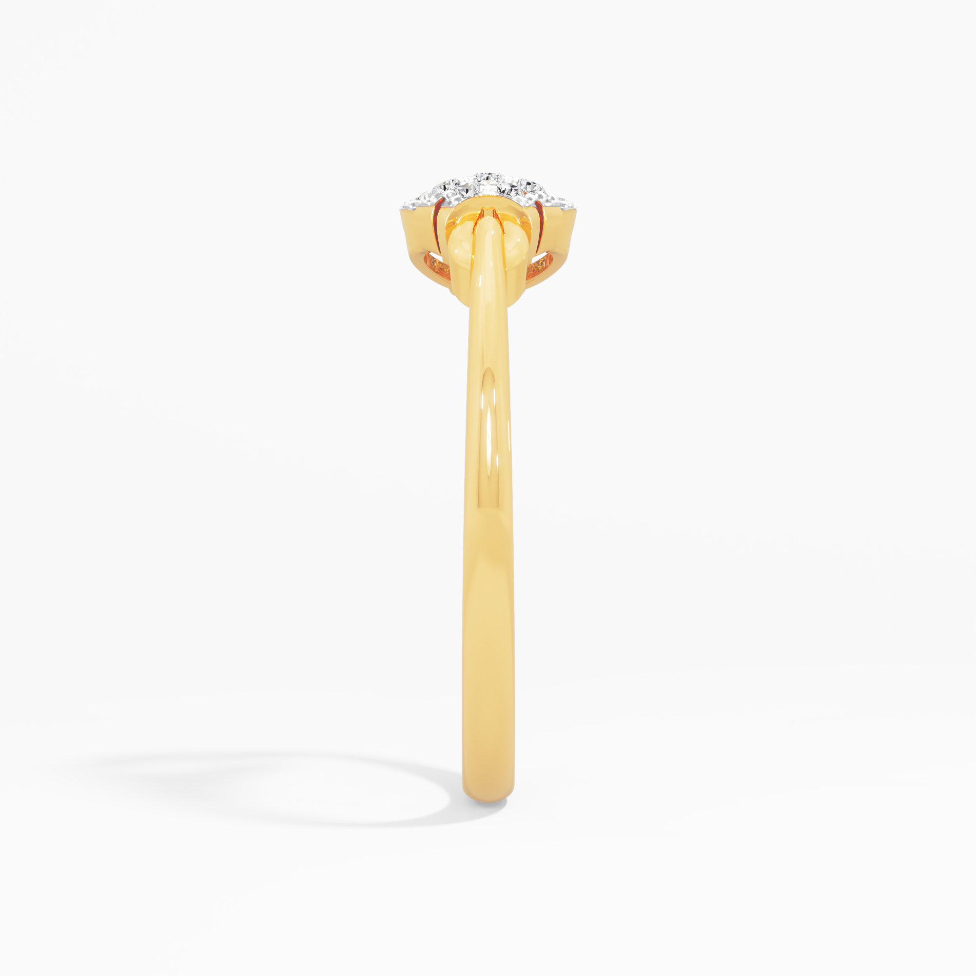Radiant Crescent Diamond Ring in 9KT Yellow Gold (Diamond Quality: FG-VVS VS)