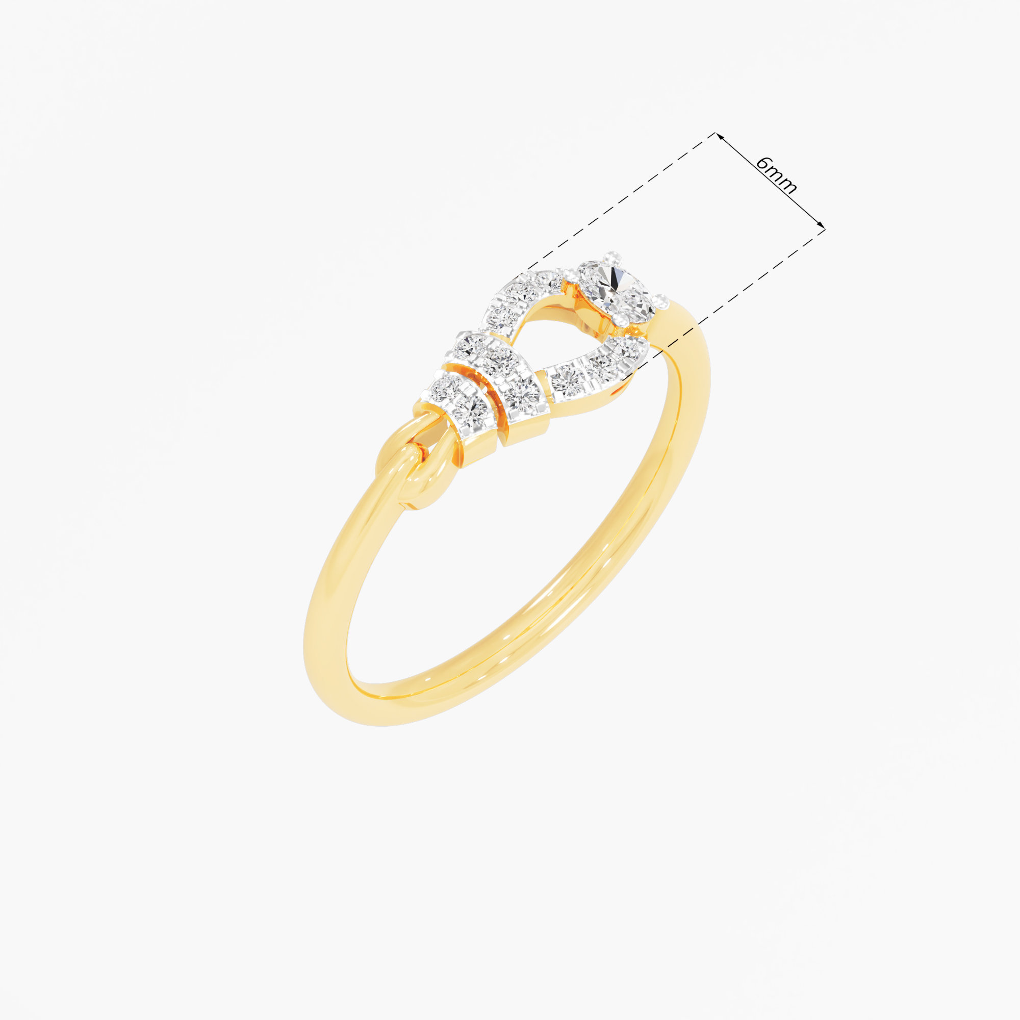 Radiant Crescent Diamond Ring in 9KT Yellow Gold (Diamond Quality: FG-VVS VS)