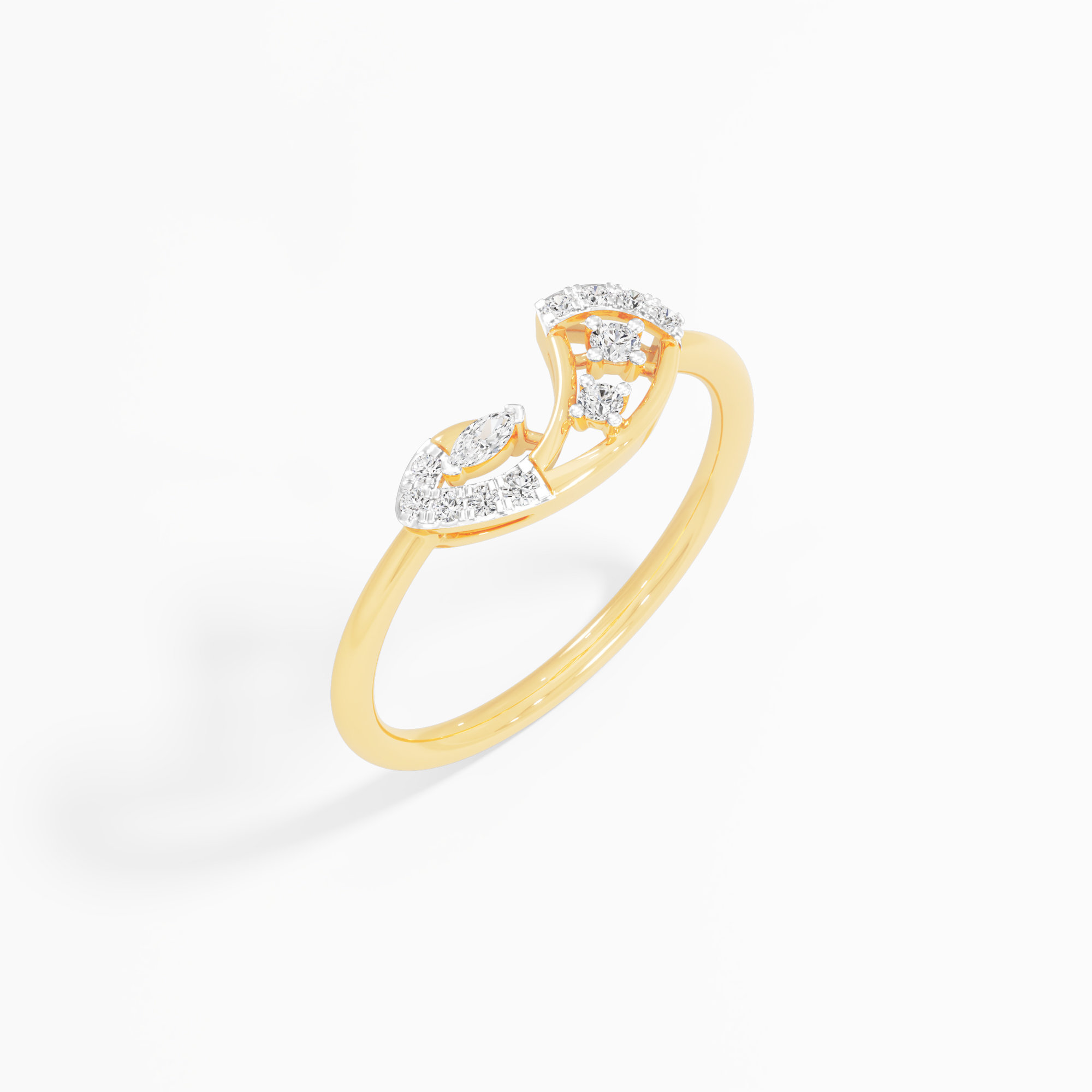 Cascade Bloom Diamond Ring in 9KT Yellow Gold (Diamond Quality: FG-VVS VS)