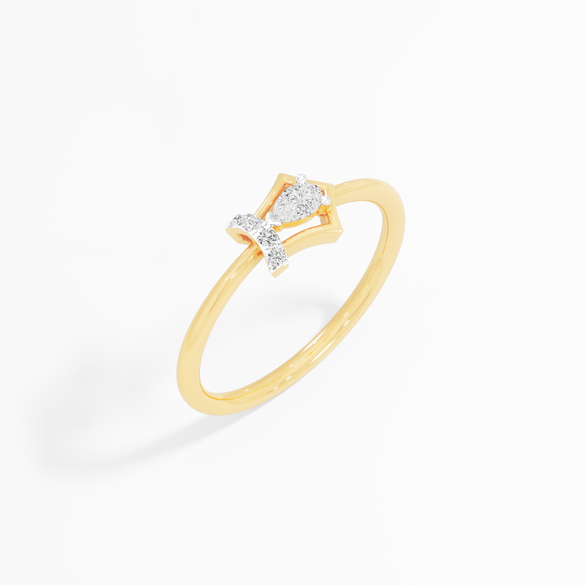 Luminance Pear Diamond Ring in 9KT Yellow Gold (Diamond Quality: FG-VVS VS)