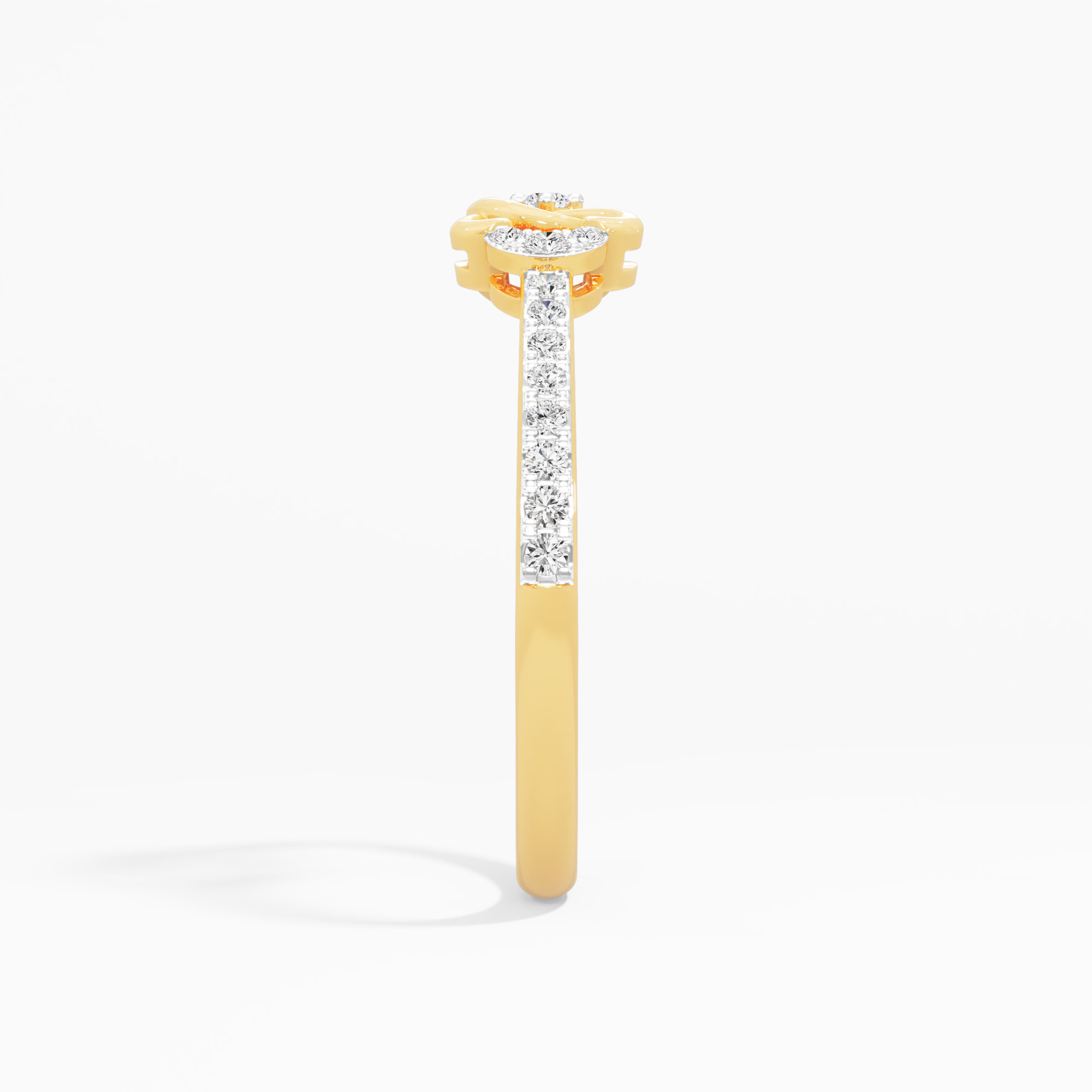 Intertwined Grace Bypass Ring in 9KT Yellow Gold (Diamond Quality: FG-VVS VS)