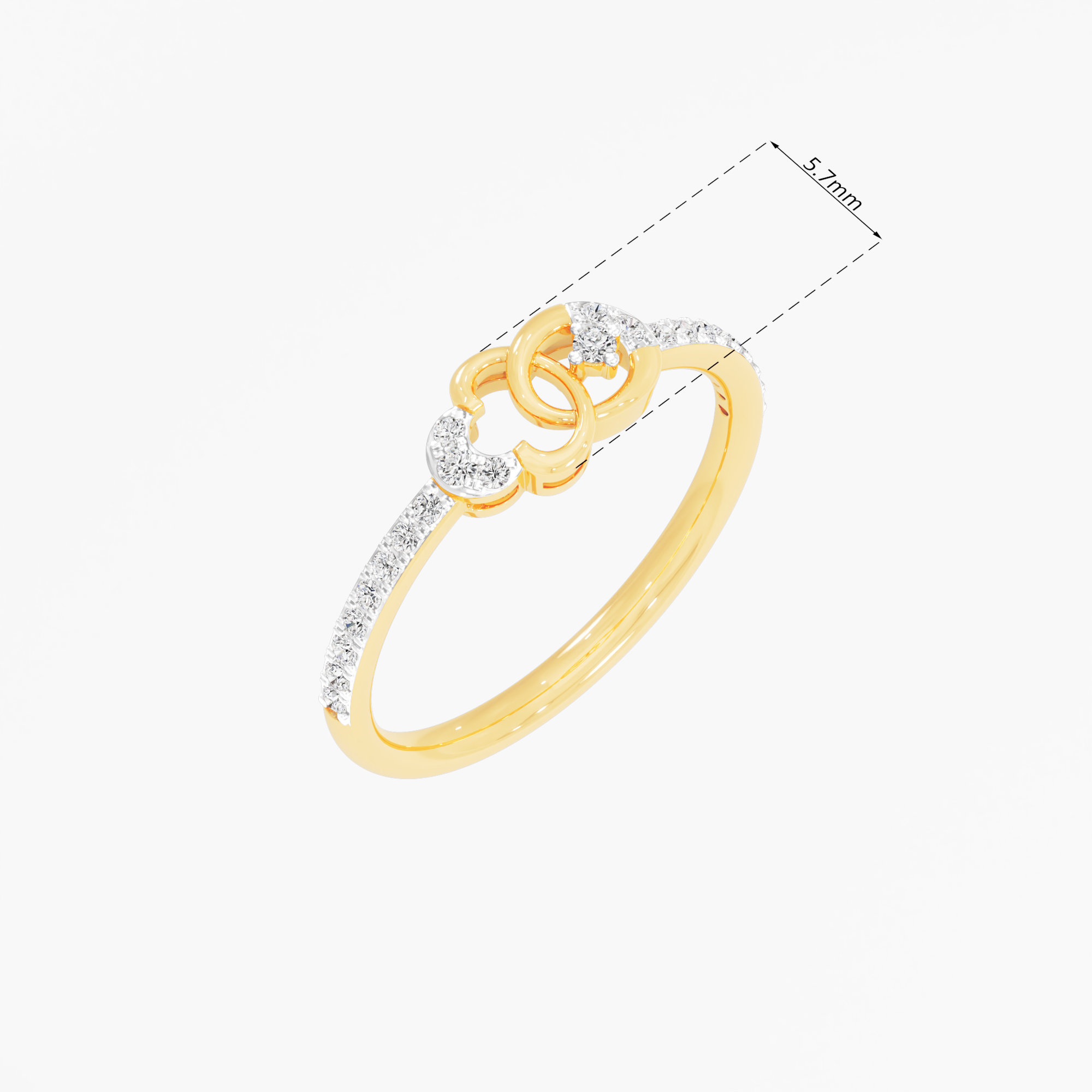 Intertwined Grace Bypass Ring in 9KT Yellow Gold (Diamond Quality: FG-VVS VS)