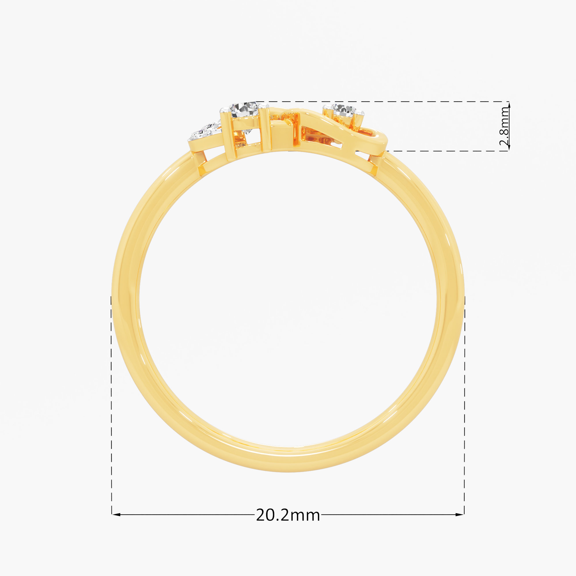 Infinite Embrace Bypass Ring in 9KT Yellow Gold (Diamond Quality: FG-VVS VS)