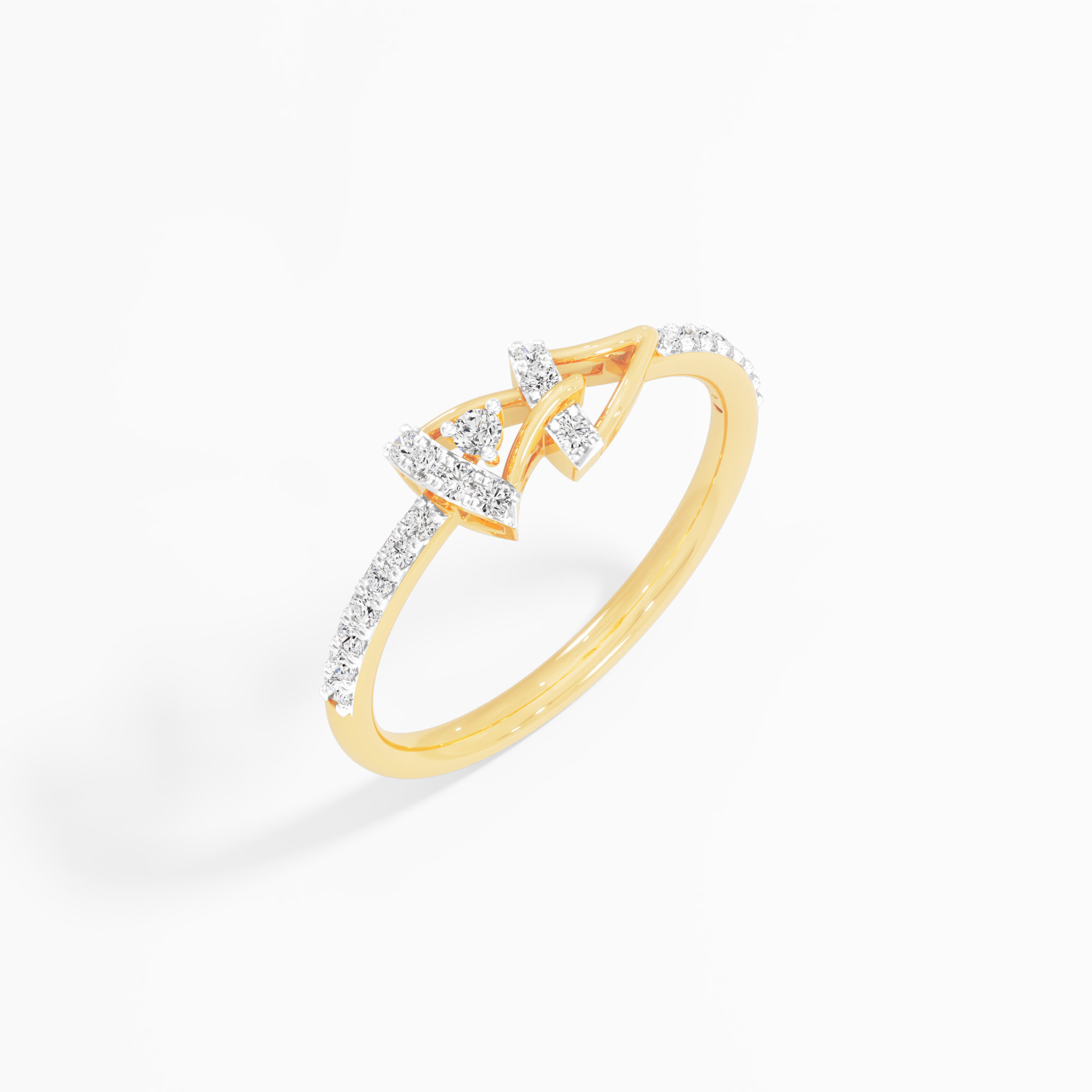 Branching Vine Diamond Ring in 9KT Yellow Gold (Diamond Quality: FG-VVS VS)