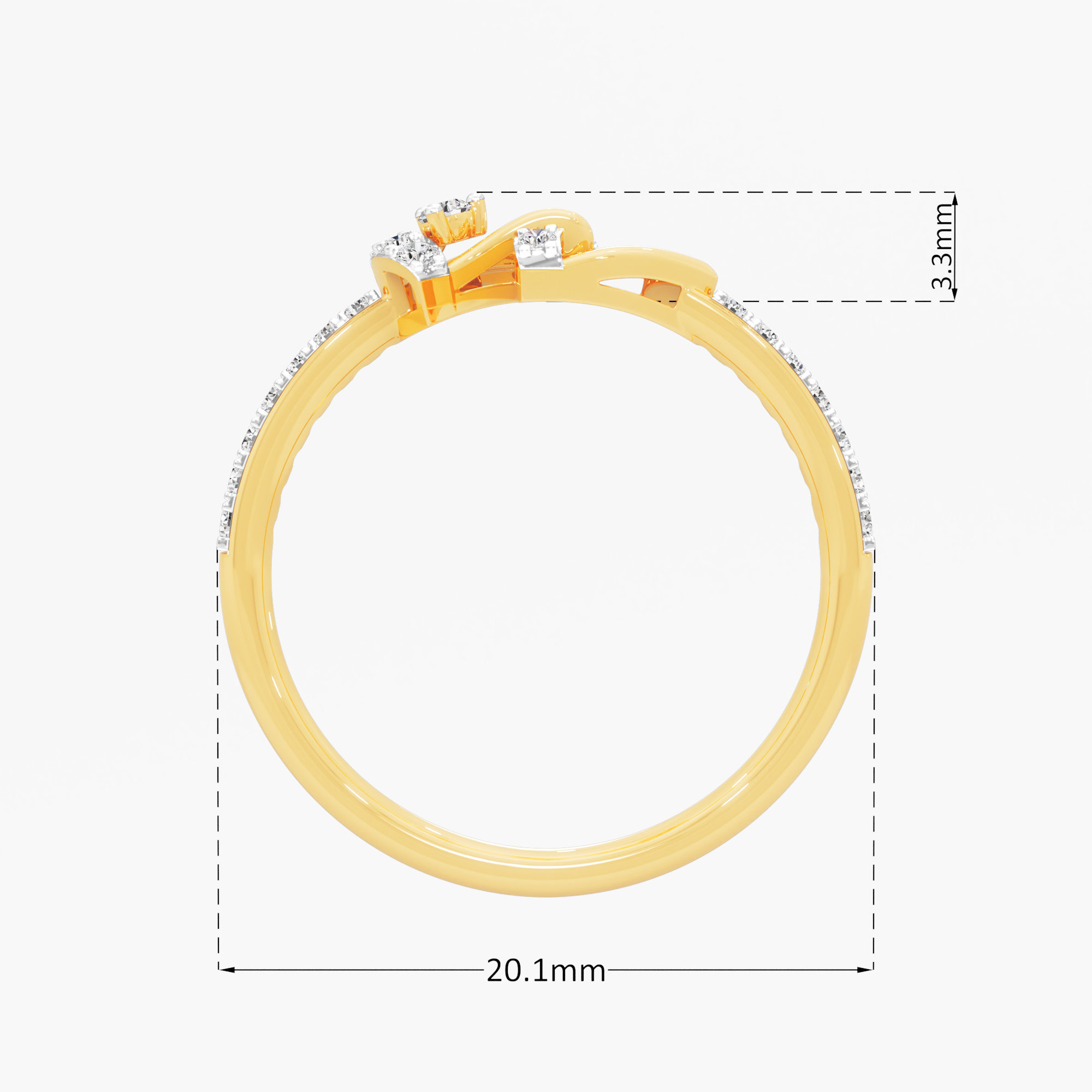Branching Vine Diamond Ring in 9KT Yellow Gold (Diamond Quality: FG-VVS VS)