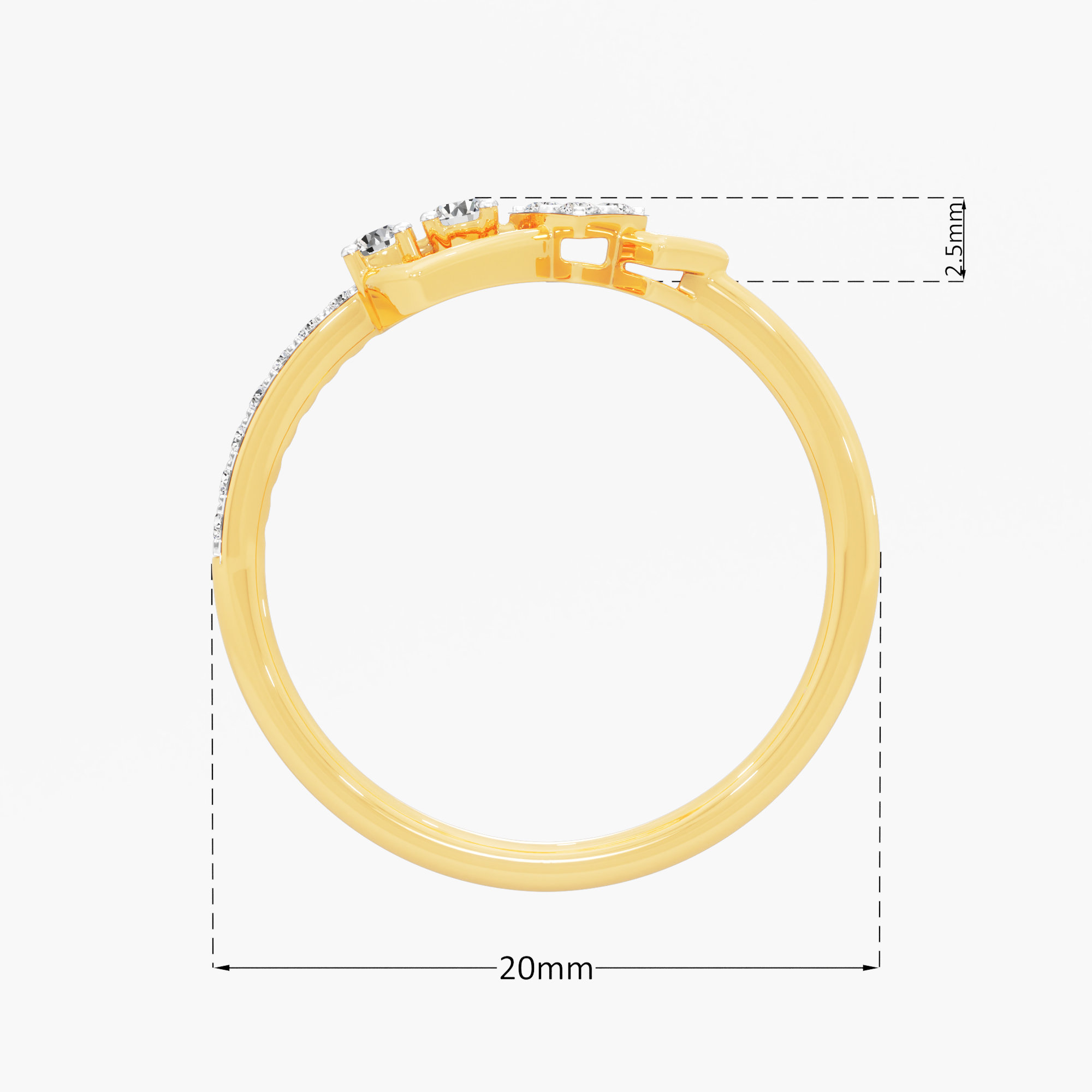 Radiant Embrace Bands Ring in 9KT Yellow Gold (Diamond Quality: EF-VVS VS)