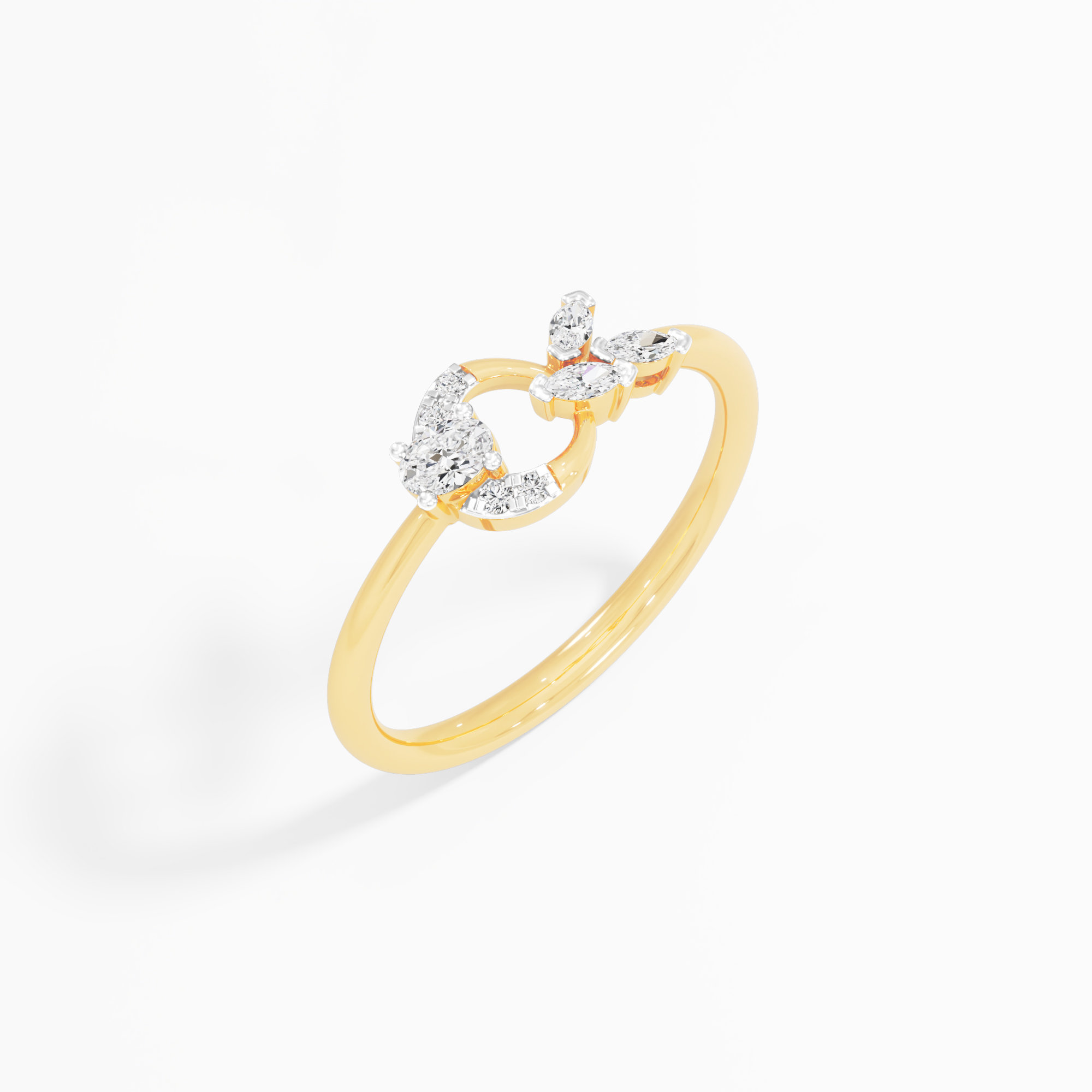 Dewdrop Bloom Cocktail Ring in 9KT Yellow Gold (Diamond Quality: EF-VVS VS)