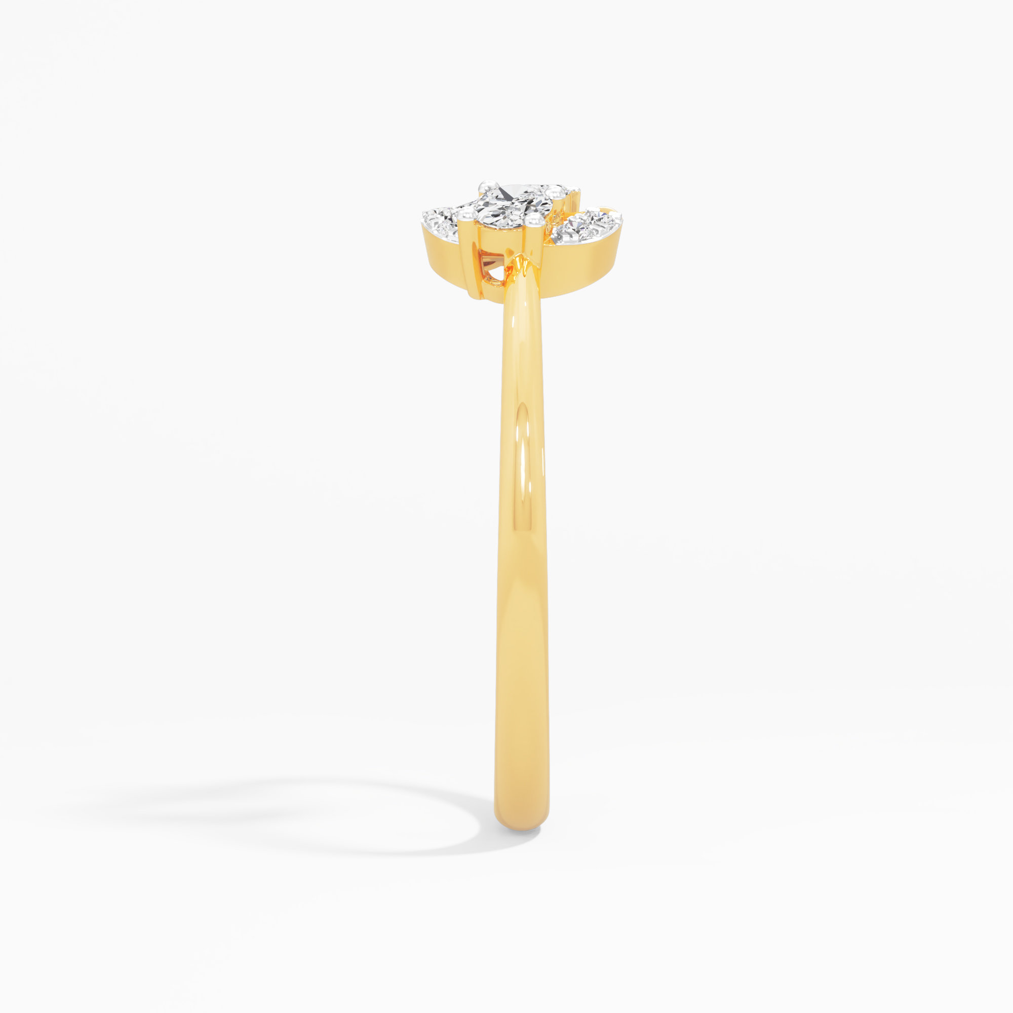 Dewdrop Bloom Cocktail Ring in 9KT Yellow Gold (Diamond Quality: EF-VVS VS)