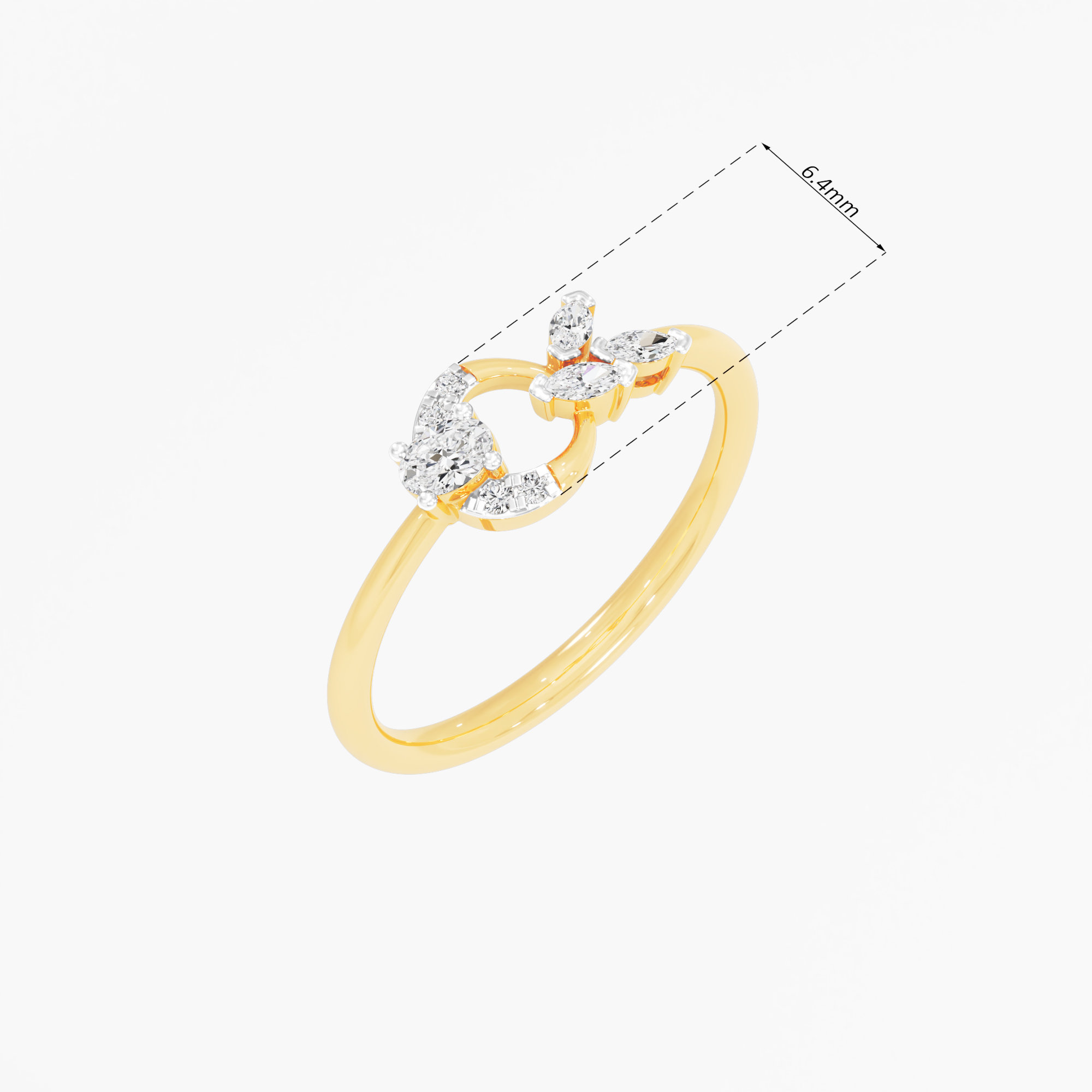 Dewdrop Bloom Cocktail Ring in 9KT Yellow Gold (Diamond Quality: EF-VVS VS)