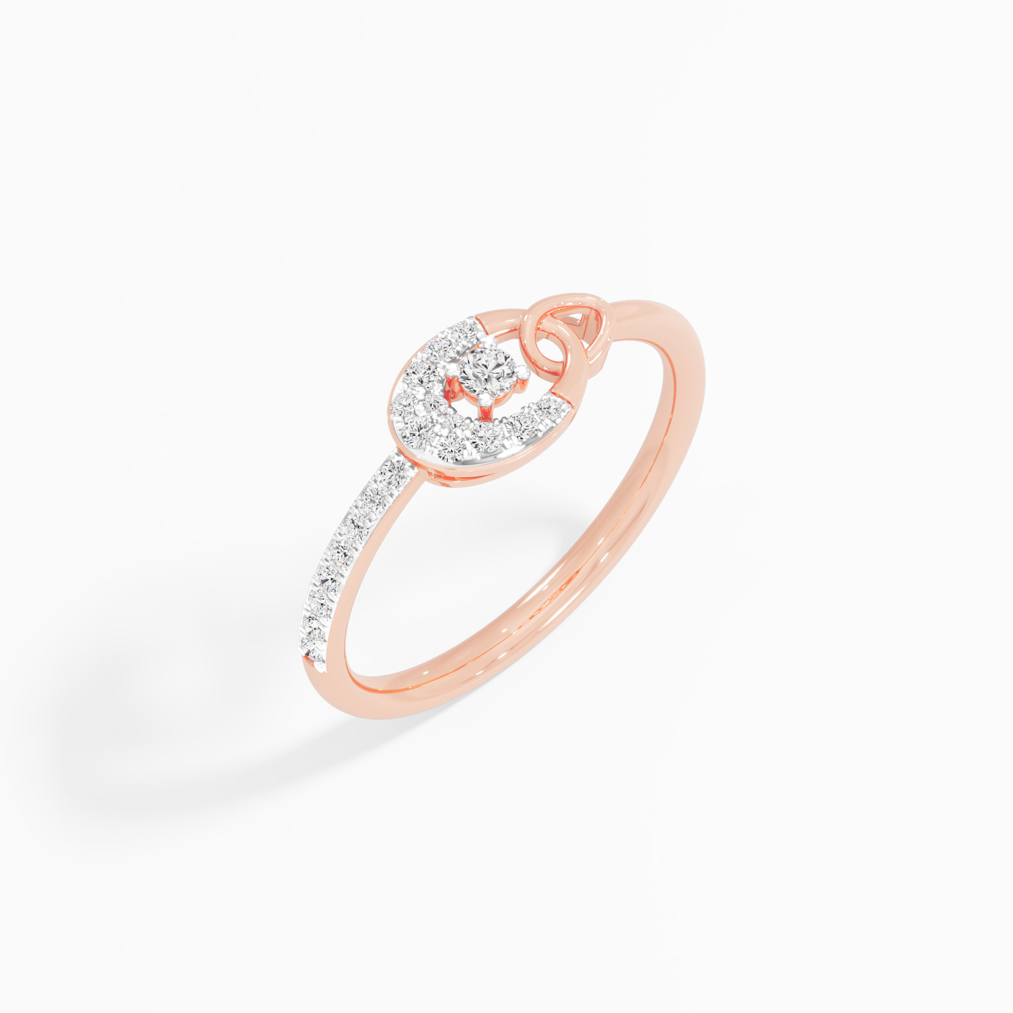 Gleaming Embrace Halos Ring in 9KT Rose Gold (Diamond Quality: EF-VVS VS)