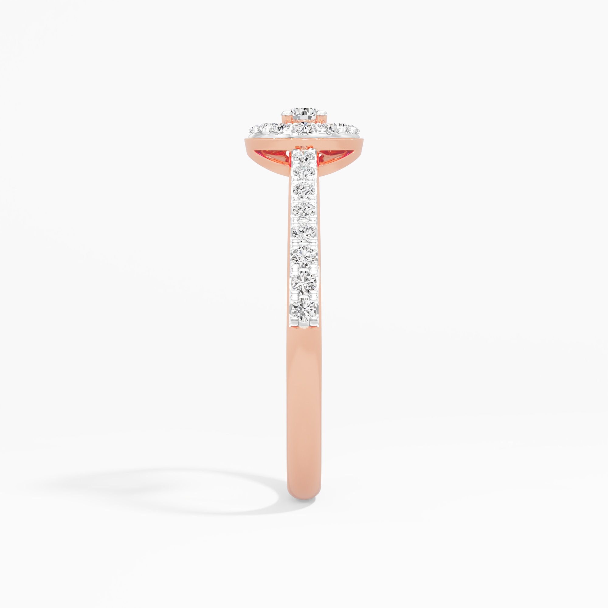 Gleaming Embrace Halos Ring in 9KT Rose Gold (Diamond Quality: EF-VVS VS)