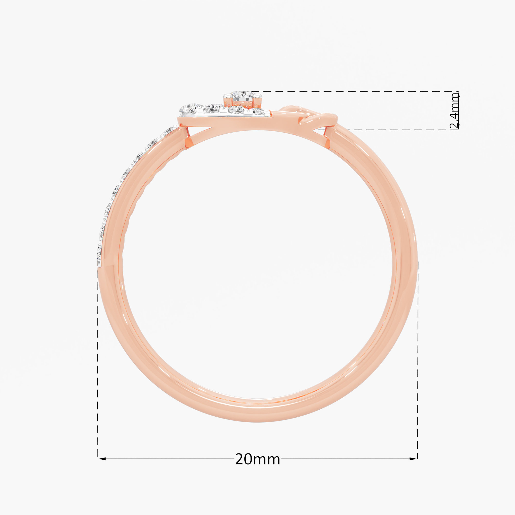 Gleaming Embrace Halos Ring in 9KT Rose Gold (Diamond Quality: EF-VVS VS)