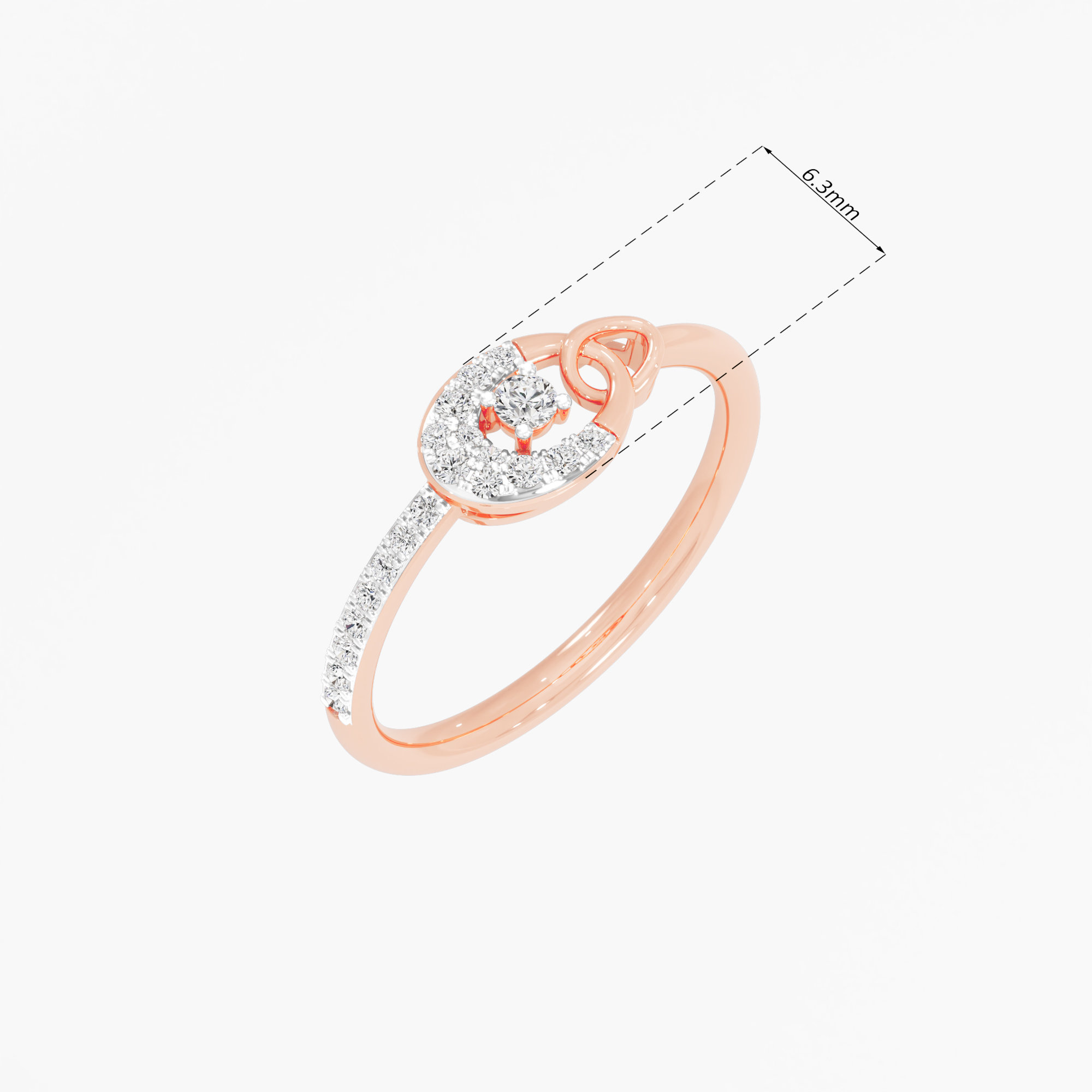 Gleaming Embrace Halos Ring in 9KT Rose Gold (Diamond Quality: EF-VVS VS)