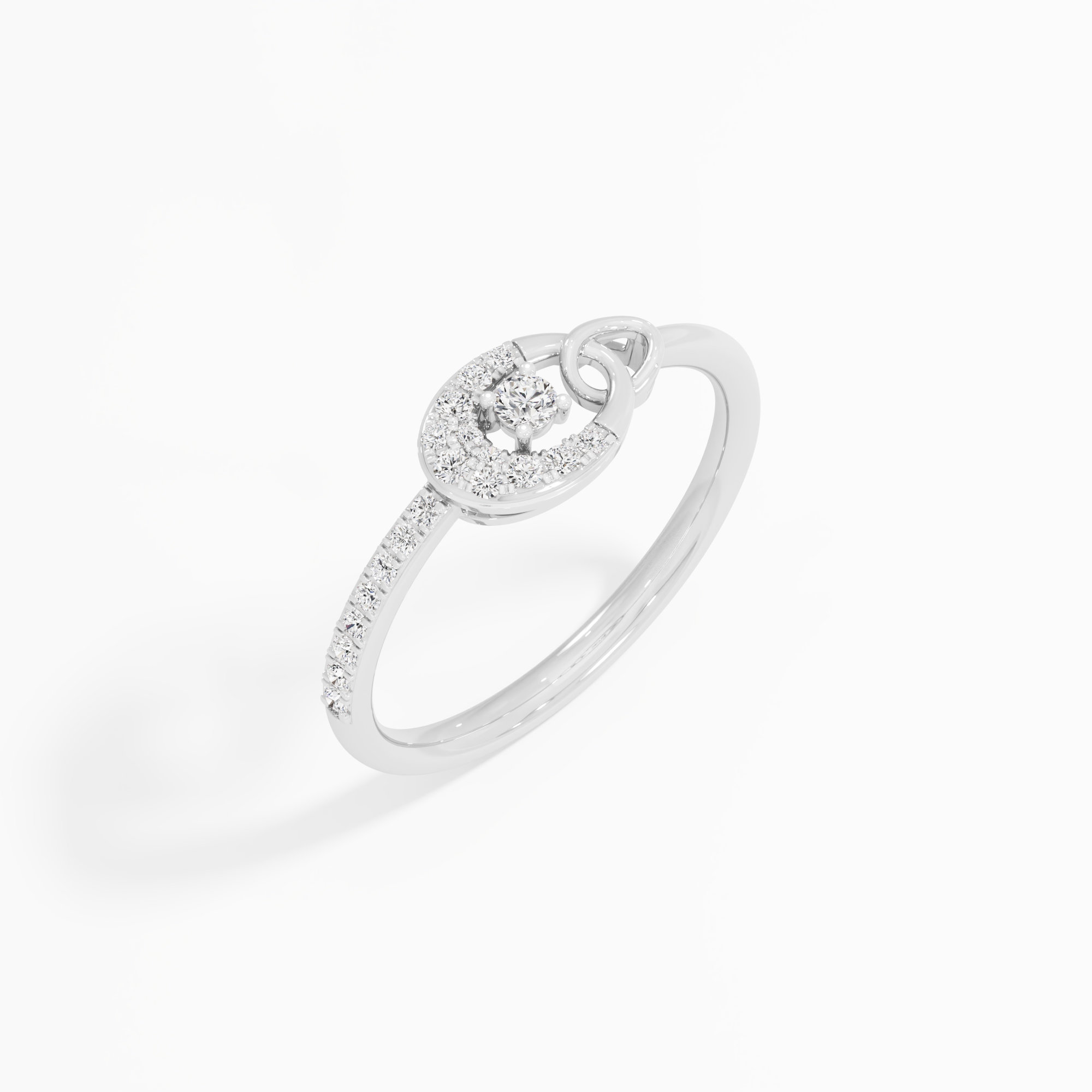 Gleaming Embrace Halos Ring in 9KT White Gold (Diamond Quality: EF-VVS VS)