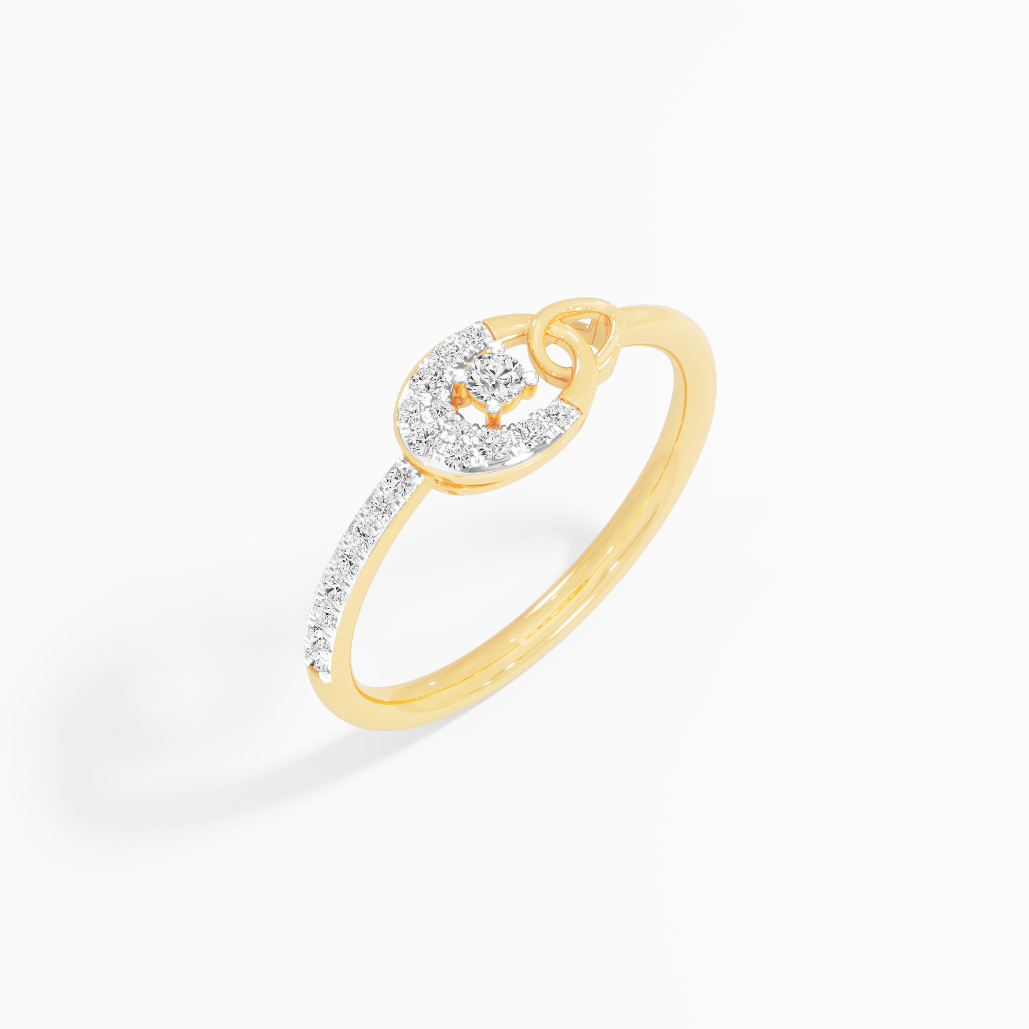 Gleaming Embrace Halos Ring in 9KT Yellow Gold (Diamond Quality: EF-VVS VS)