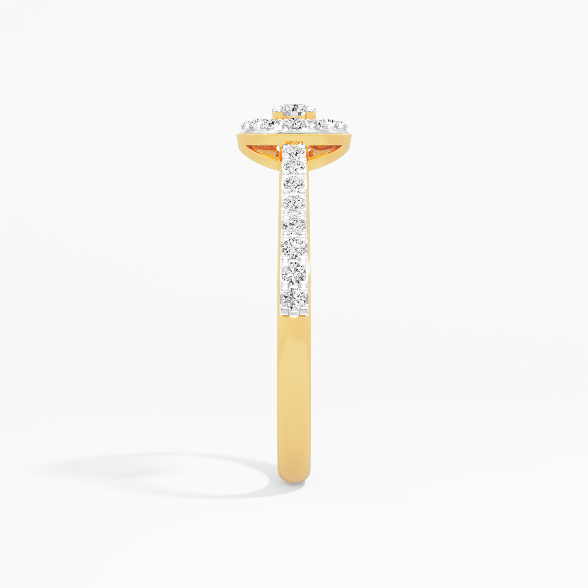 Gleaming Embrace Halos Ring in 9KT Yellow Gold (Diamond Quality: EF-VVS VS)
