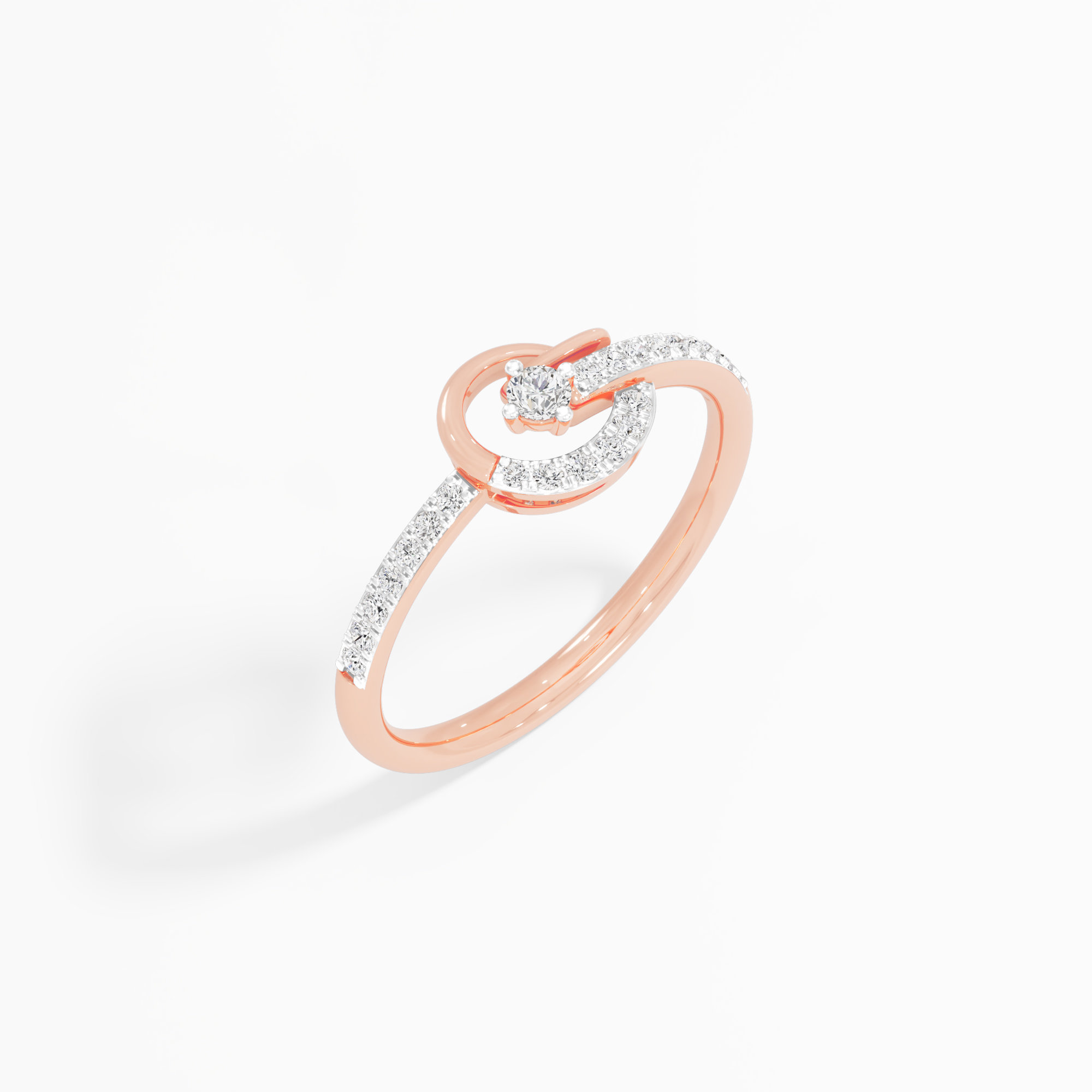 Lunar Swirl Bypass Ring in 9KT Rose Gold (Diamond Quality: EF-VVS VS)