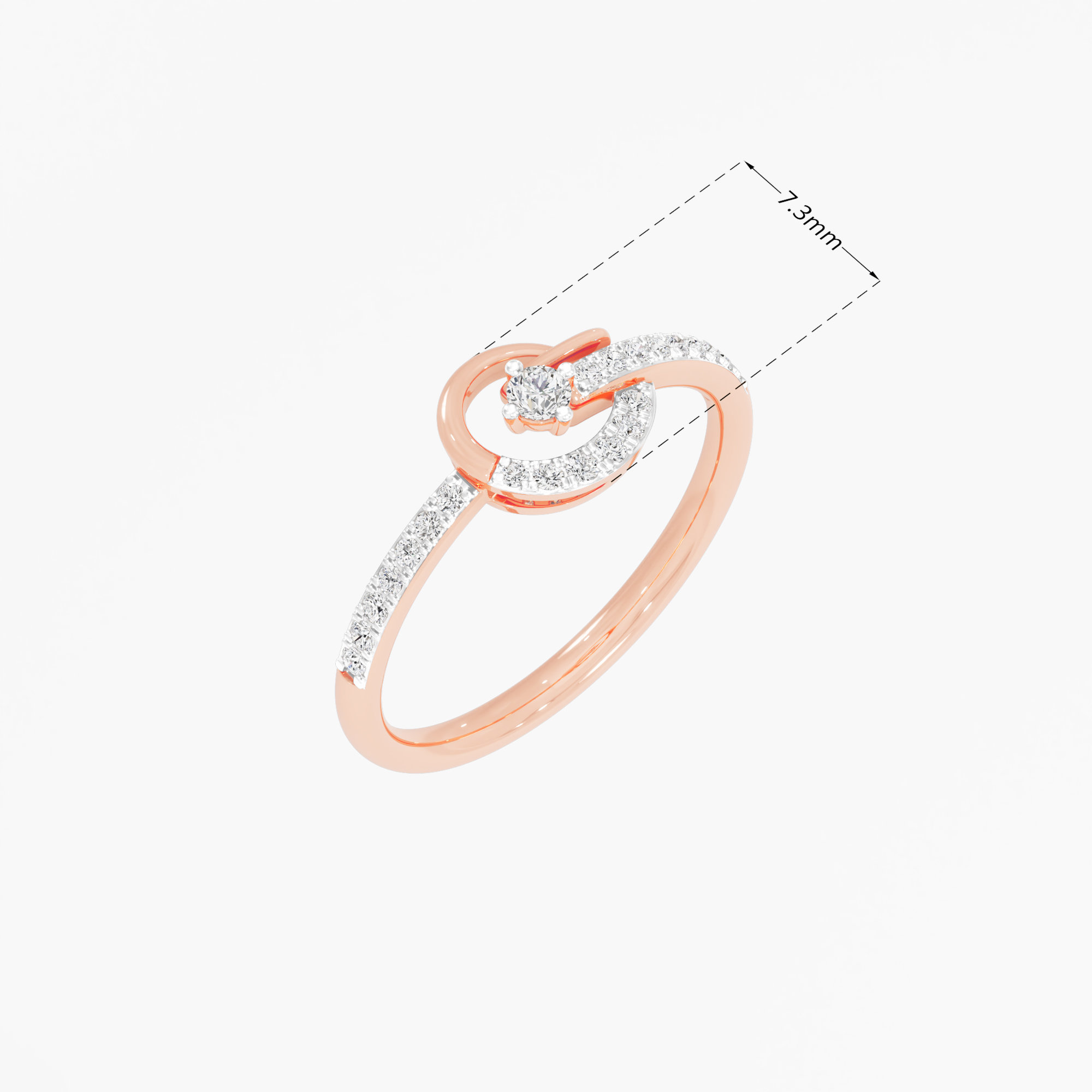 Lunar Swirl Bypass Ring in 9KT Rose Gold (Diamond Quality: EF-VVS VS)