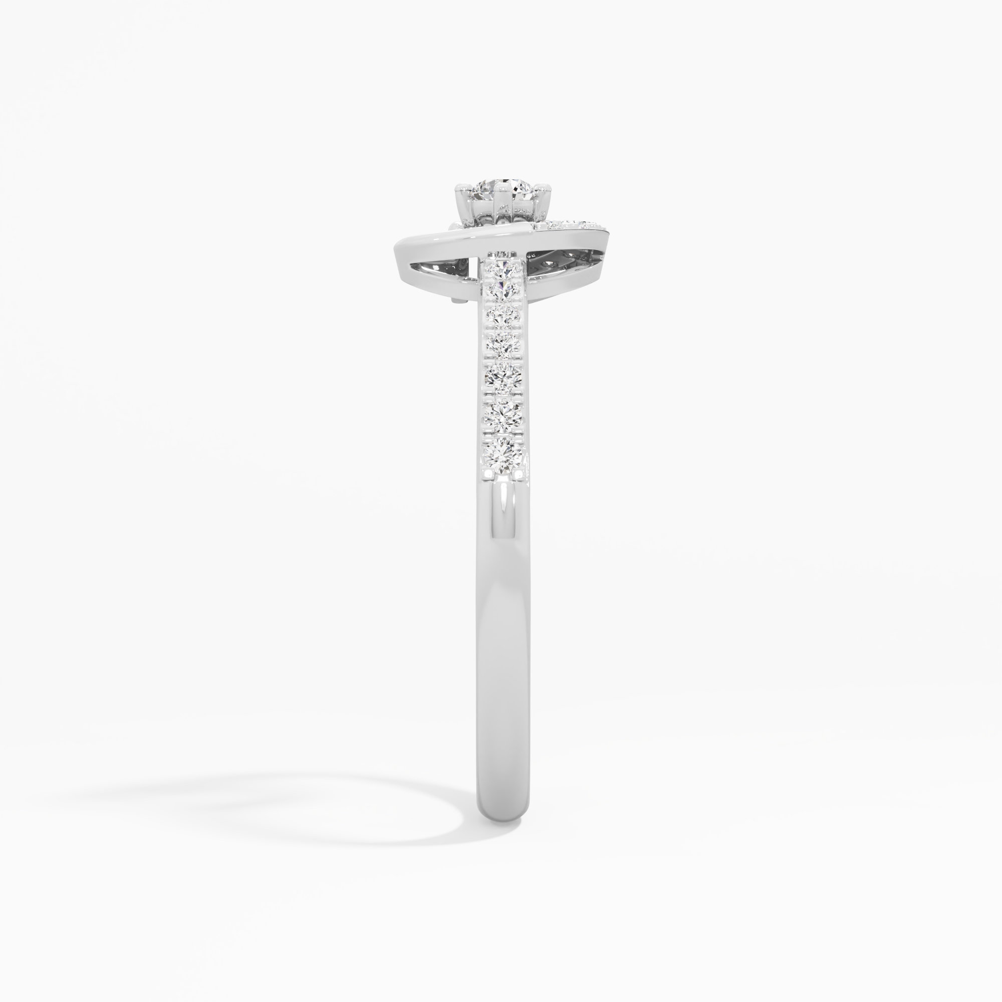 Lunar Swirl Bypass Ring in 9KT White Gold (Diamond Quality: EF-VVS VS)