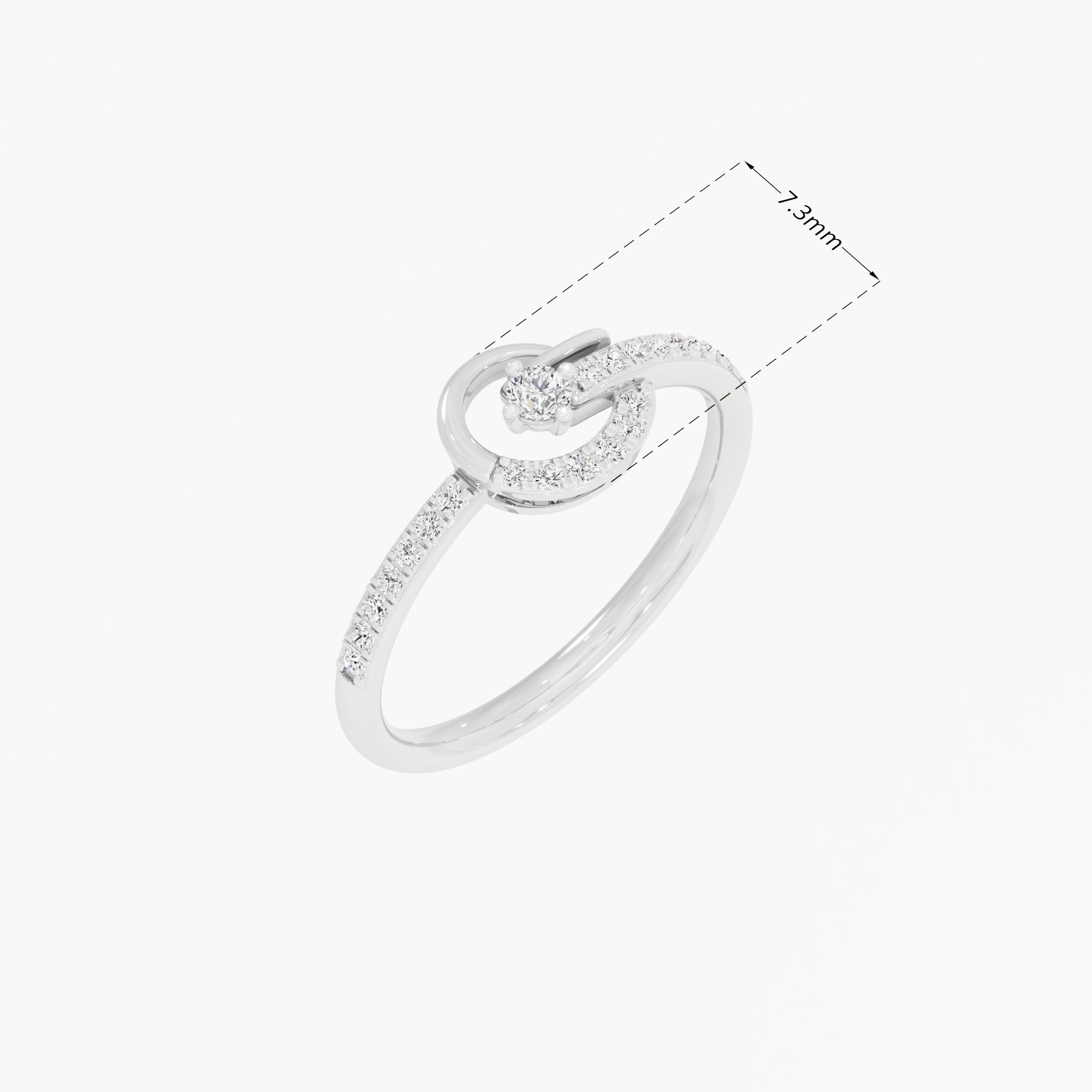 Lunar Swirl Bypass Ring in 9KT White Gold (Diamond Quality: EF-VVS VS)