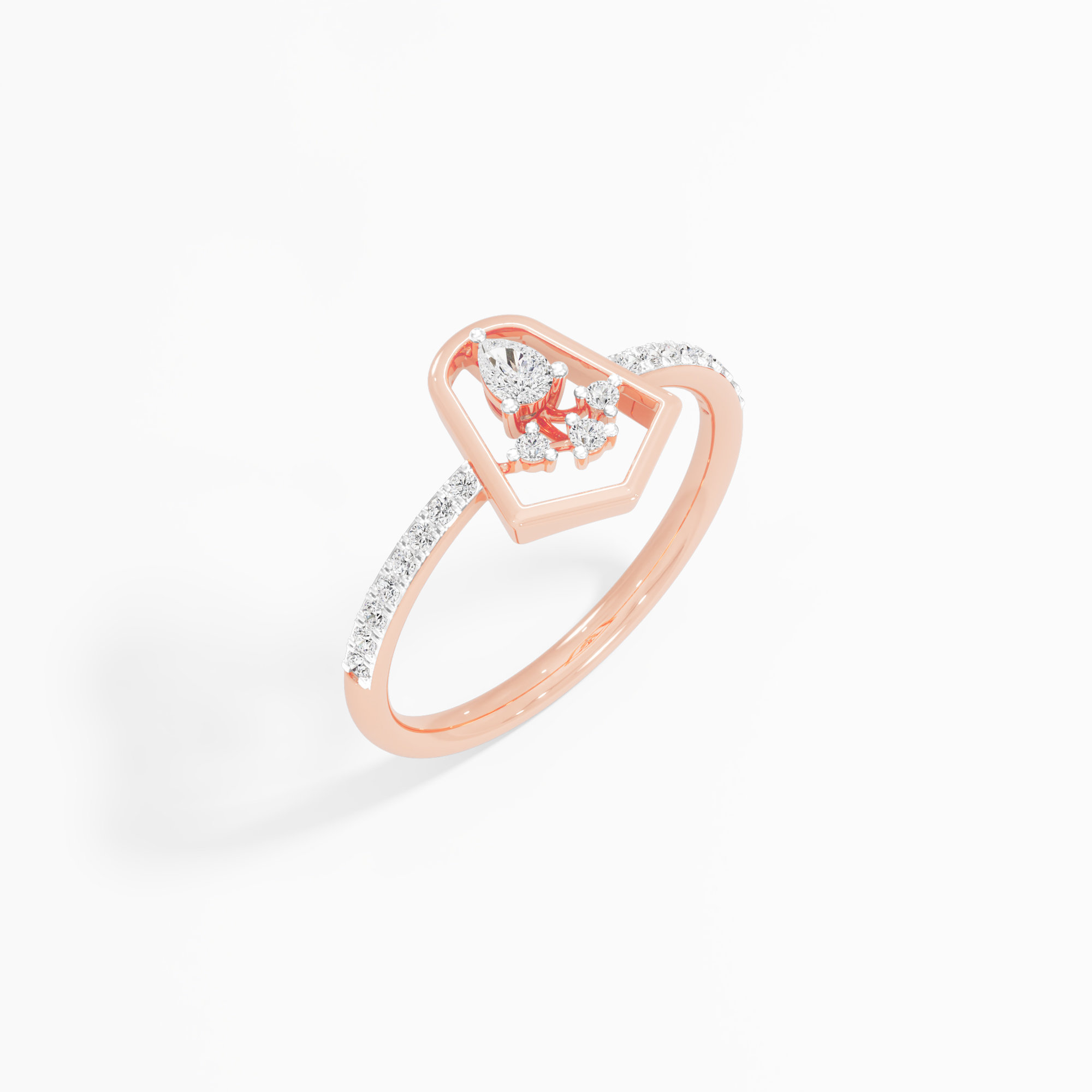 Stellar Beacon Halos Ring in 9KT Rose Gold (Diamond Quality: FG-VVS VS)