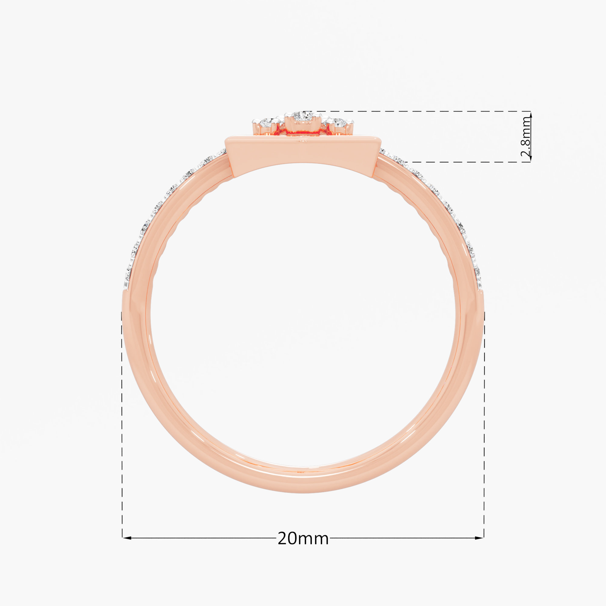 Stellar Beacon Halos Ring in 9KT Rose Gold (Diamond Quality: FG-VVS VS)