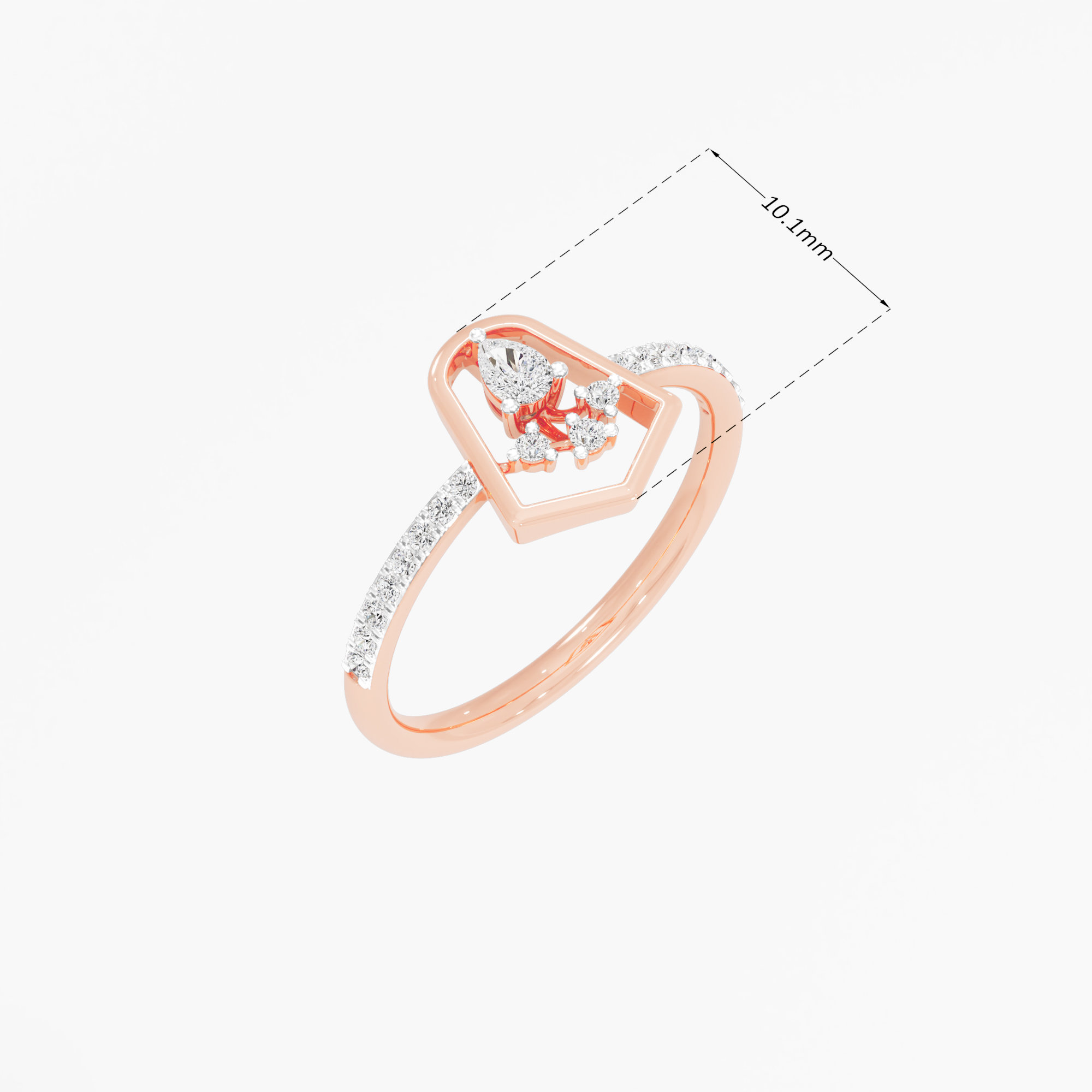 Stellar Beacon Halos Ring in 9KT Rose Gold (Diamond Quality: FG-VVS VS)