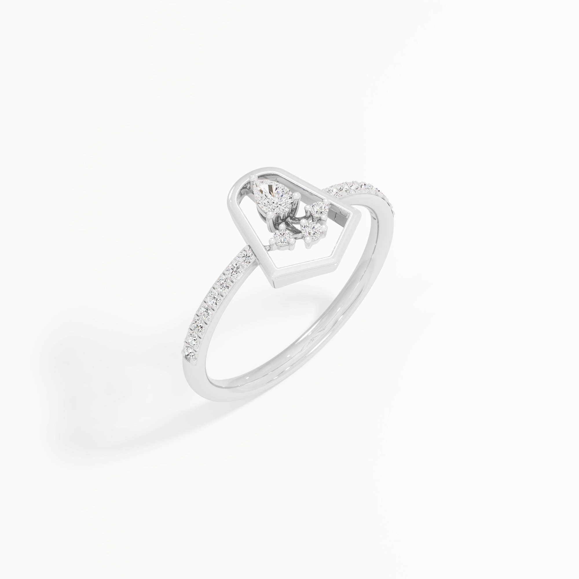 Stellar Beacon Halos Ring in 9KT White Gold (Diamond Quality: FG-VVS VS)