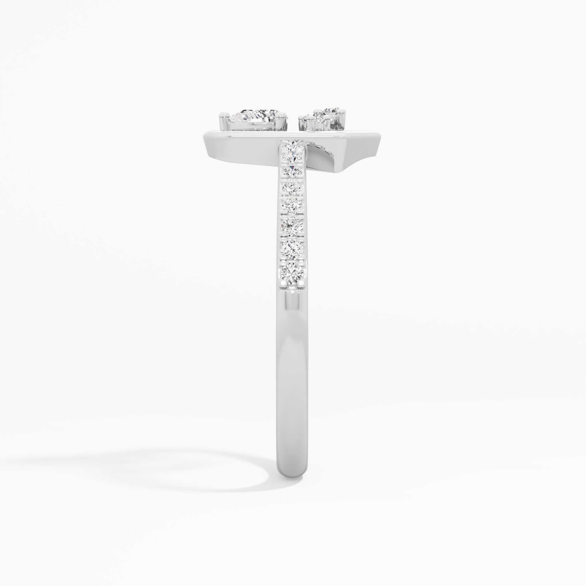 Stellar Beacon Halos Ring in 9KT White Gold (Diamond Quality: FG-VVS VS)